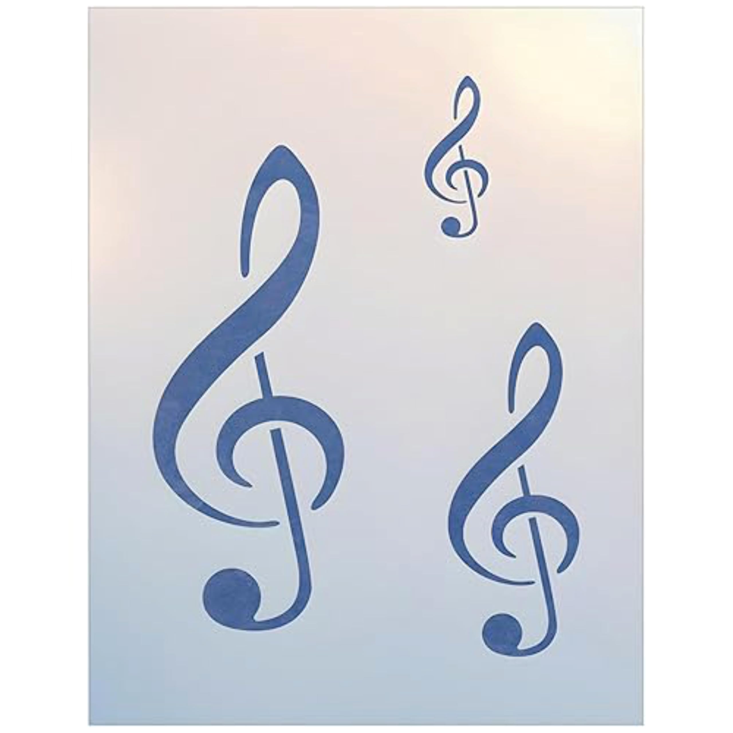 The Artful Stencil Treble Clef Stencil Template set on a single sheet with three sizes