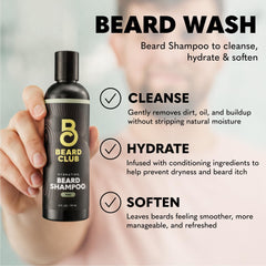 The Beard Club beard wash and conditioner set for men packaging close up