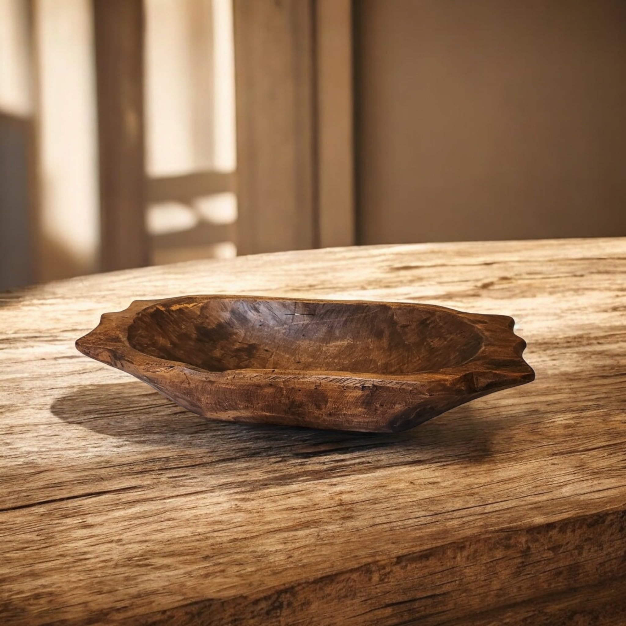 The Big Horn handcrafted wooden bowl with unique grain and character marks