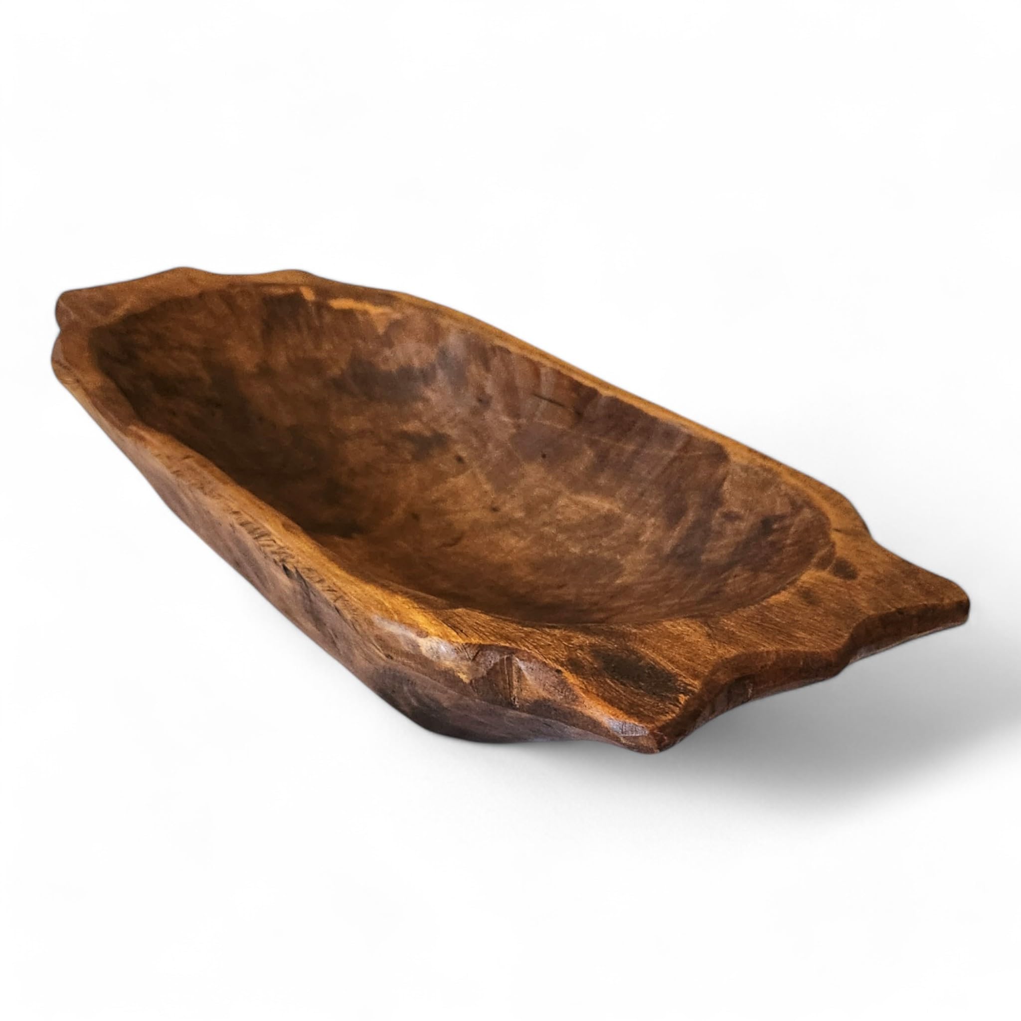 The Big Horn natural wood finish decorative bowl for shelf