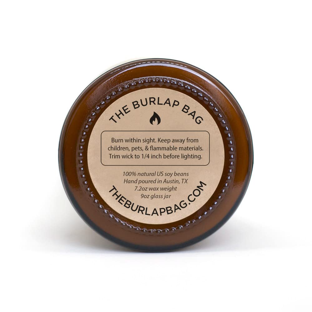 The Burlap Bag Expert Dog Petter 9oz soy candle burn time 50+ hours