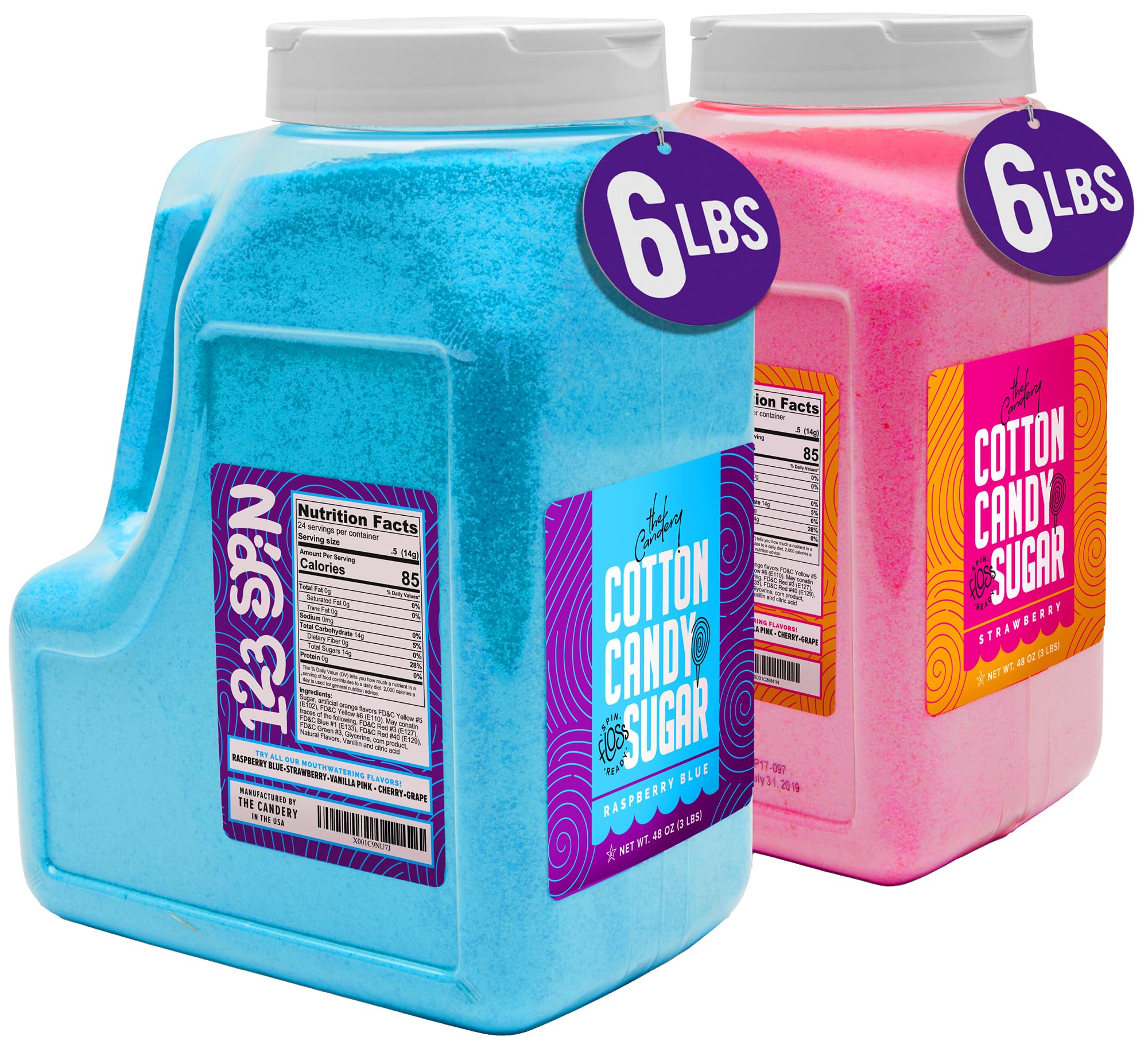 The Candery two-pack cotton candy floss sugar front label