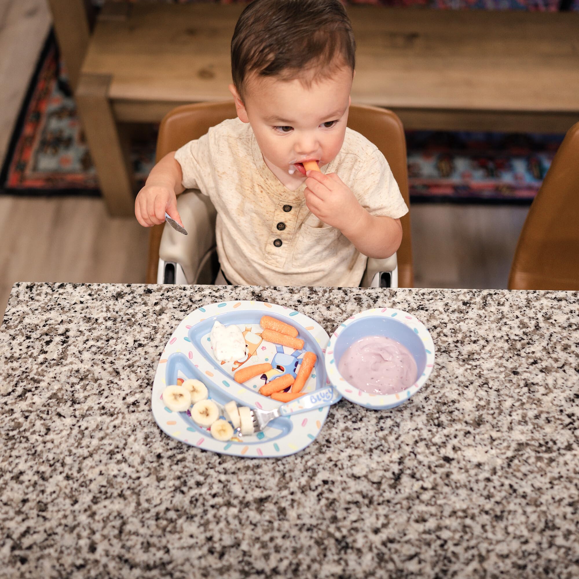 The First Years Bluey 4-Piece Place Setting dishwasher safe BPA free