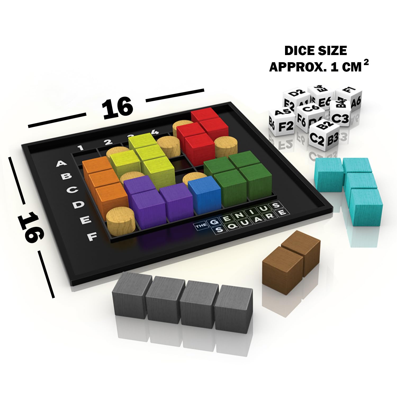 Portable The Genius Square puzzle by Happy Puzzle Company with box content