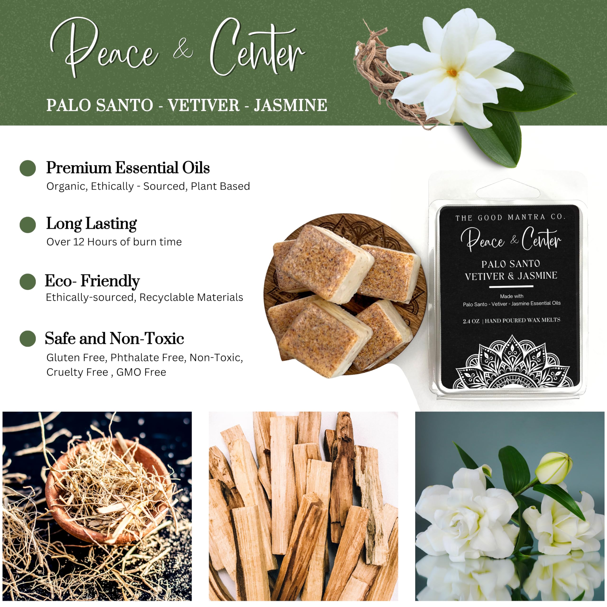 Palo Santo wax melts by The Good Mantra Co 2-4oz