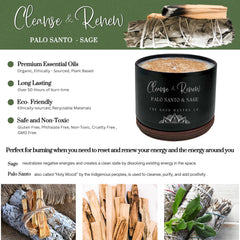 Palo Santo Smudge Candle with Sage 7oz packaging close-up