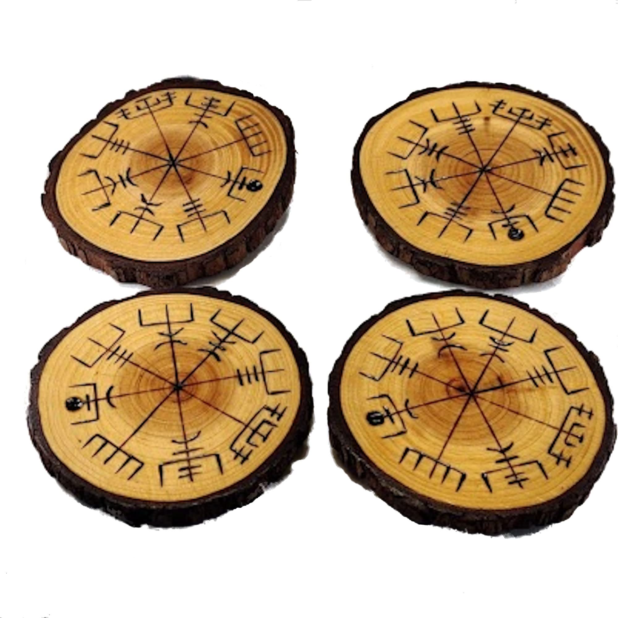 Viking Compass decor coasters versatile for use as candle holder or alter plate