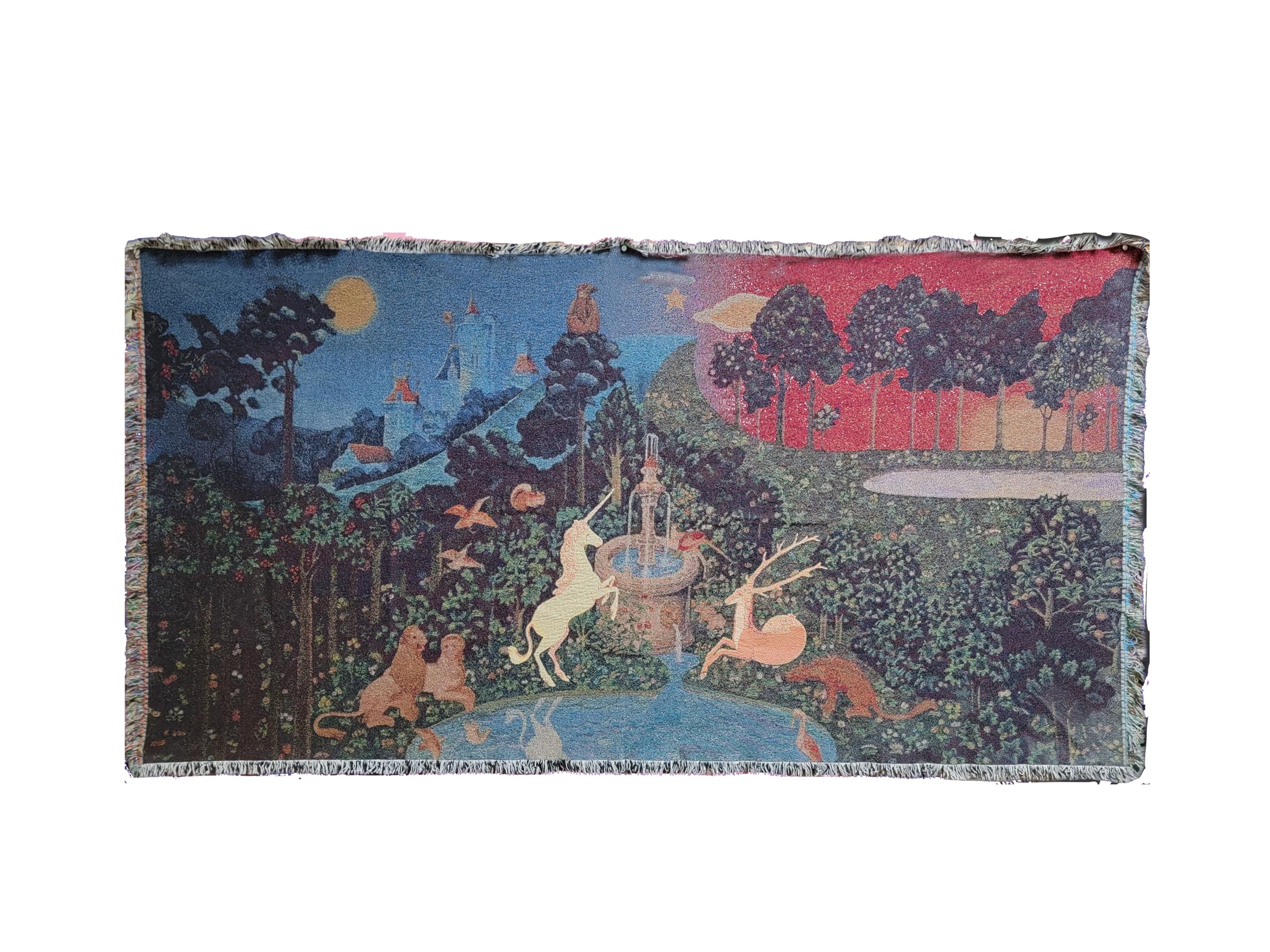 The Last Unicorn tapestry 54 x 90 inches woven cotton wall hanging