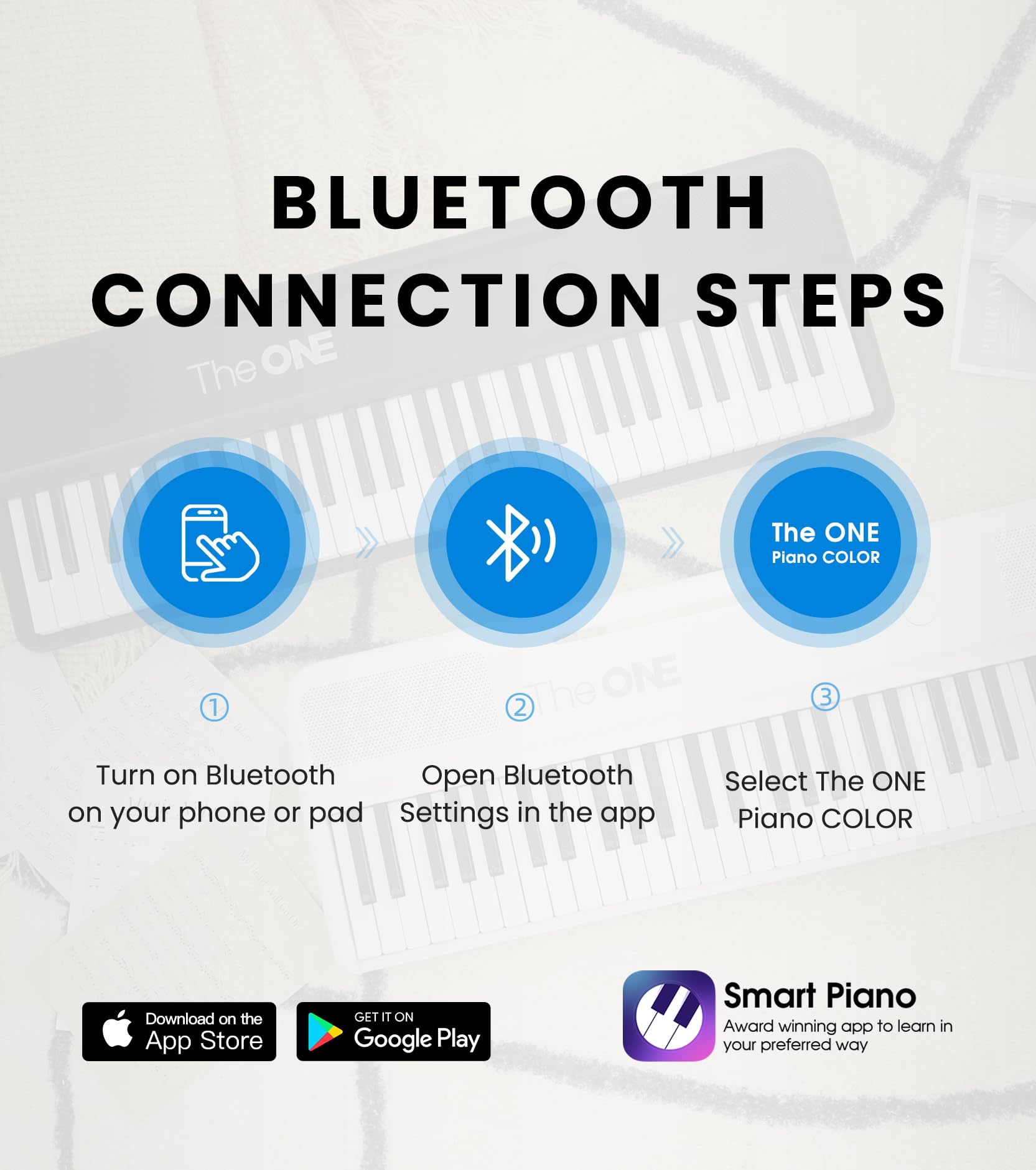 Seven color option display for The ONE Smart Keyboard COLOR 61