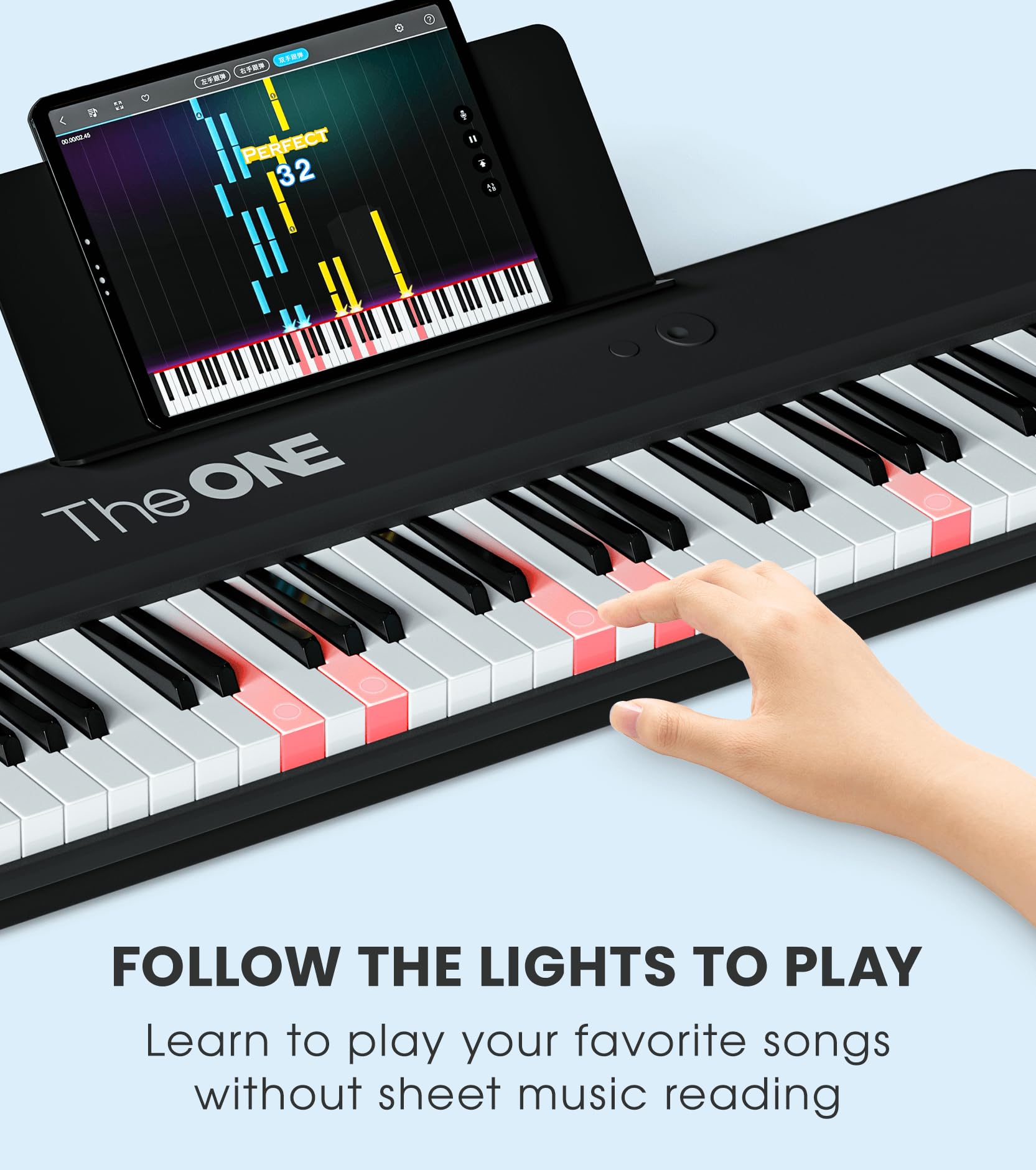 Top view highlighting 7 color options of The ONE Smart Keyboard COLOR 61