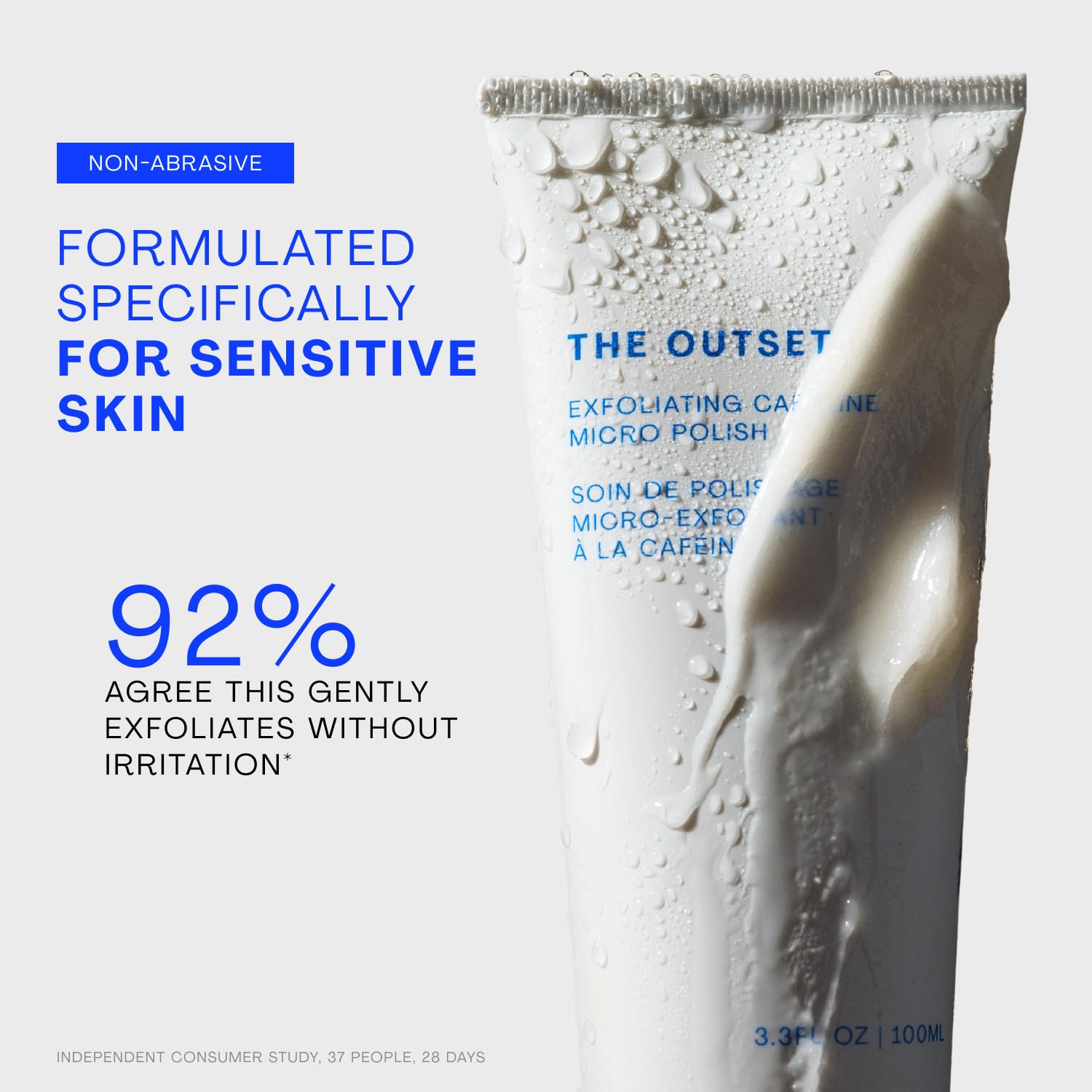 Caffeine infused micro polish by The Outset for sensitive skin