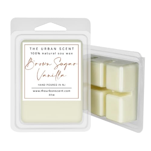 Brown Sugar Vanilla scented soy wax melts by The Urban Scent 6 cube clamshell packaging