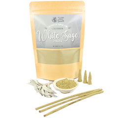 The World Makes Scents white sage powder packaging