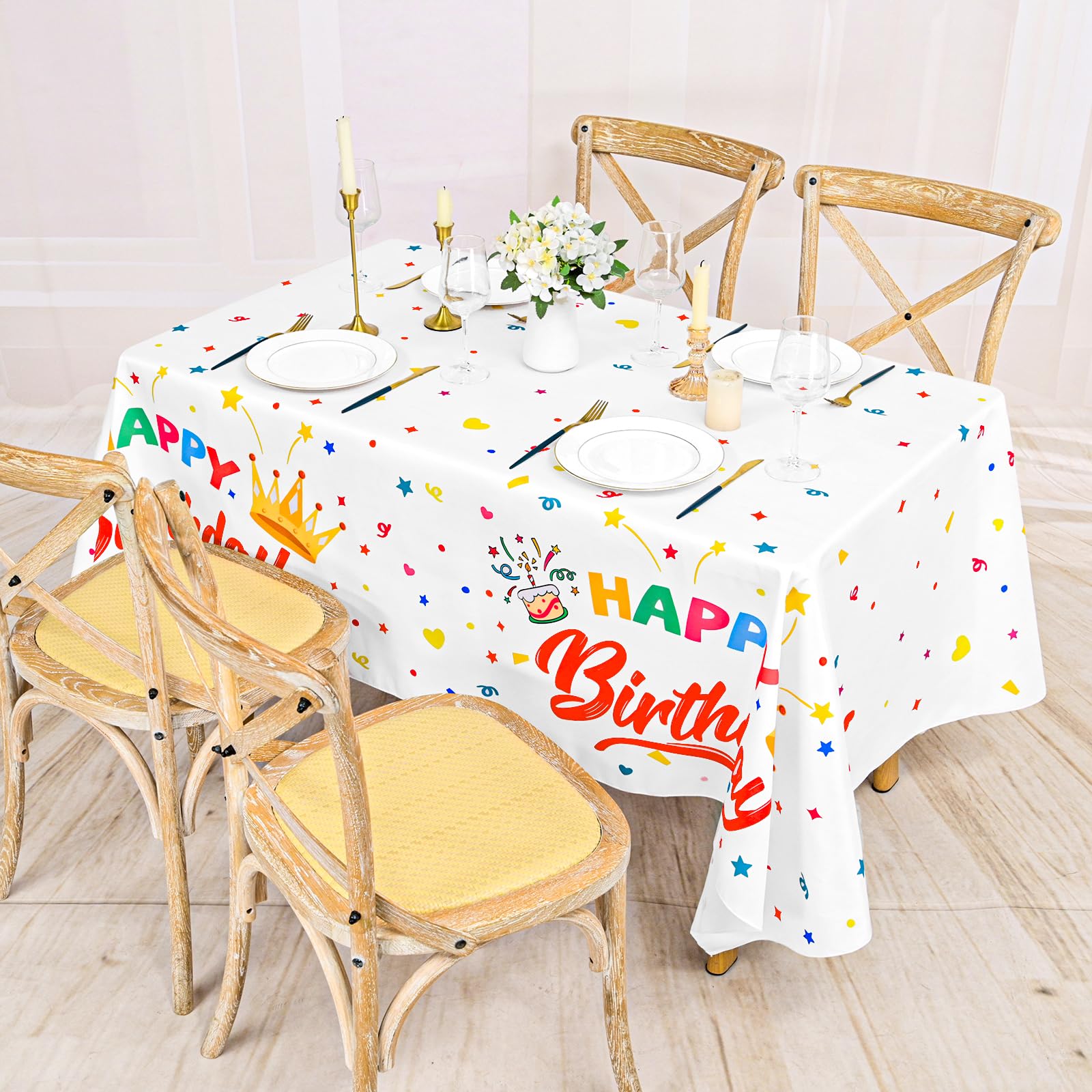 Premium polyester tablecloth for birthday party ABKLESACH 60x84