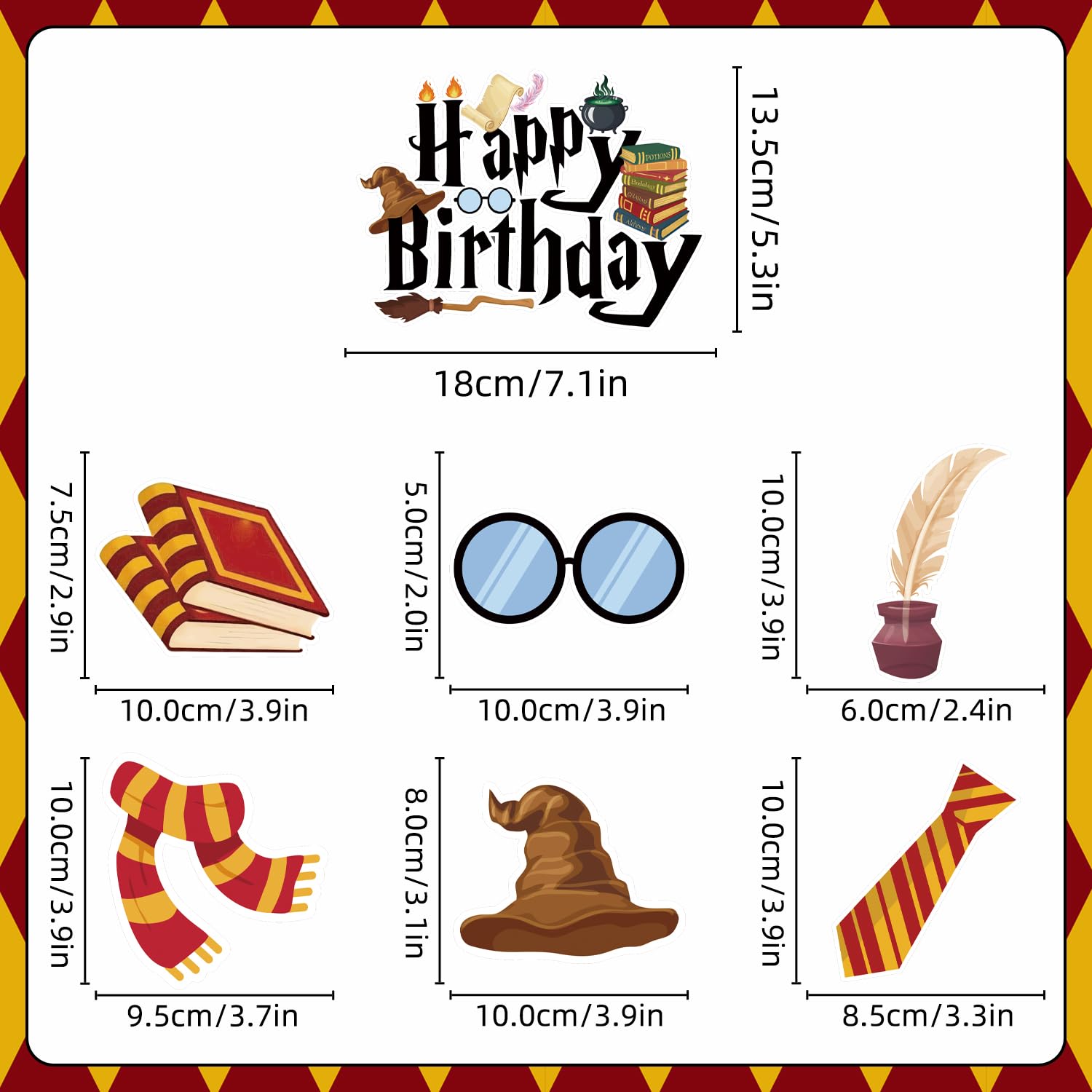Eighteen themed balloons in magical colors