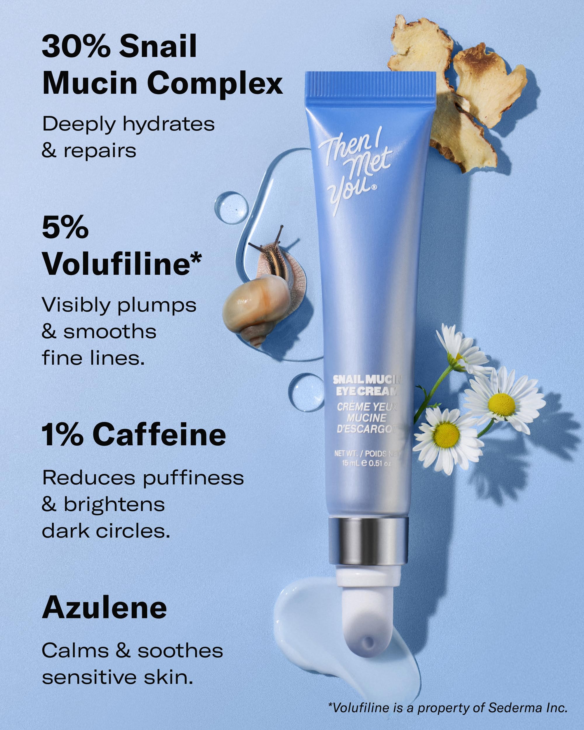 Eye cream featuring caffeine and azulene for brightening