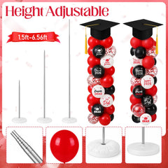Graduation caps and water bags included for stable display