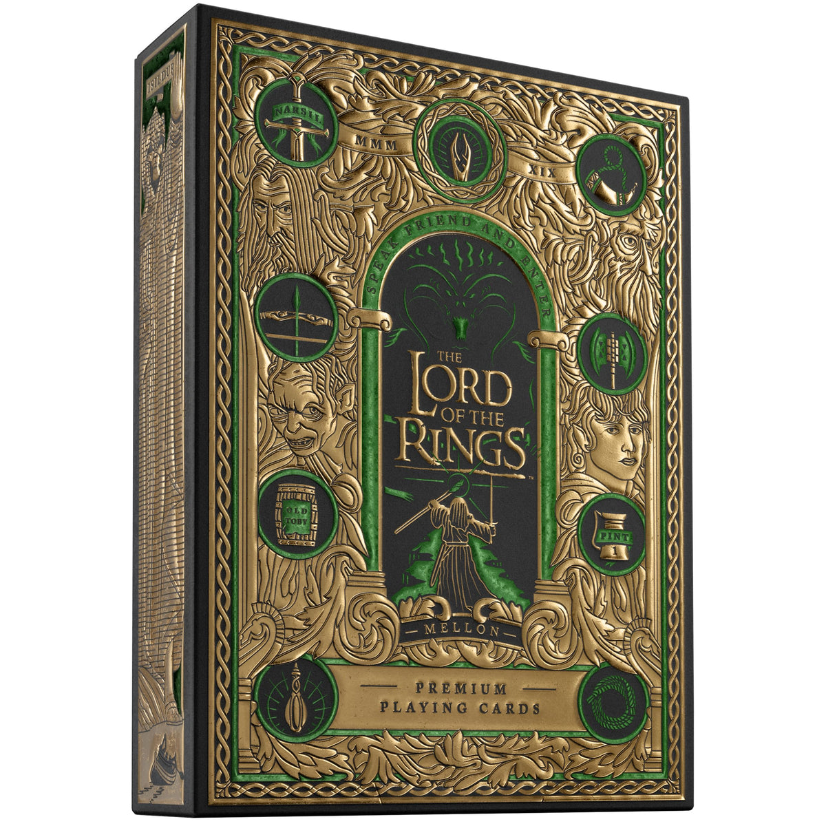 theory11 lord-of-the-rings playing cards green gold box