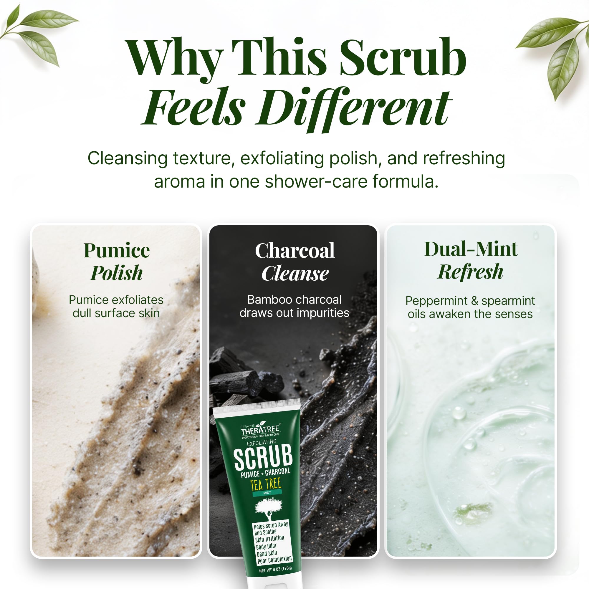 Tea Tree Oil Exfoliating Scrub with bamboo charcoal and pumice