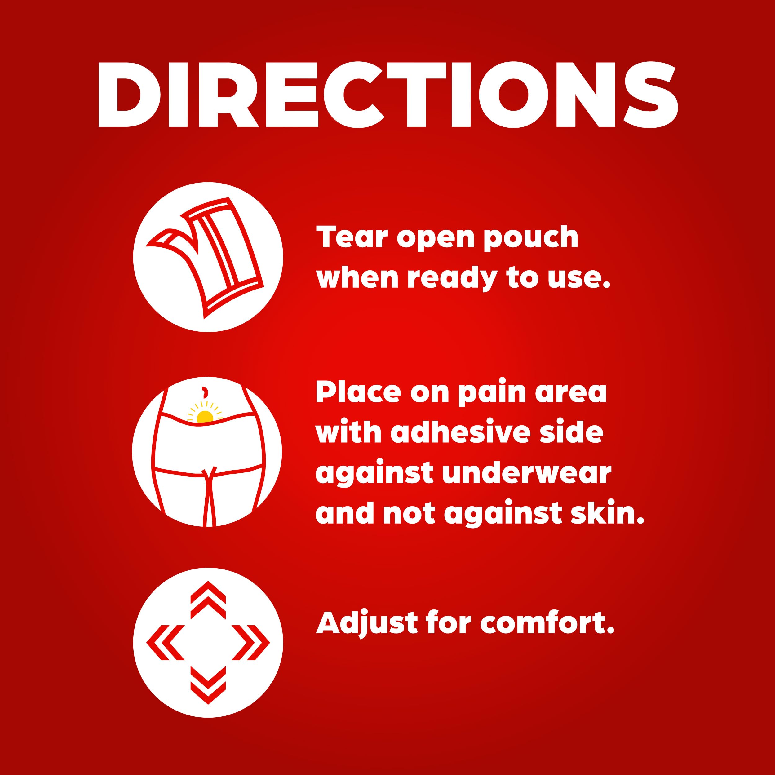 Discreet design fits under clothing ThermaCare