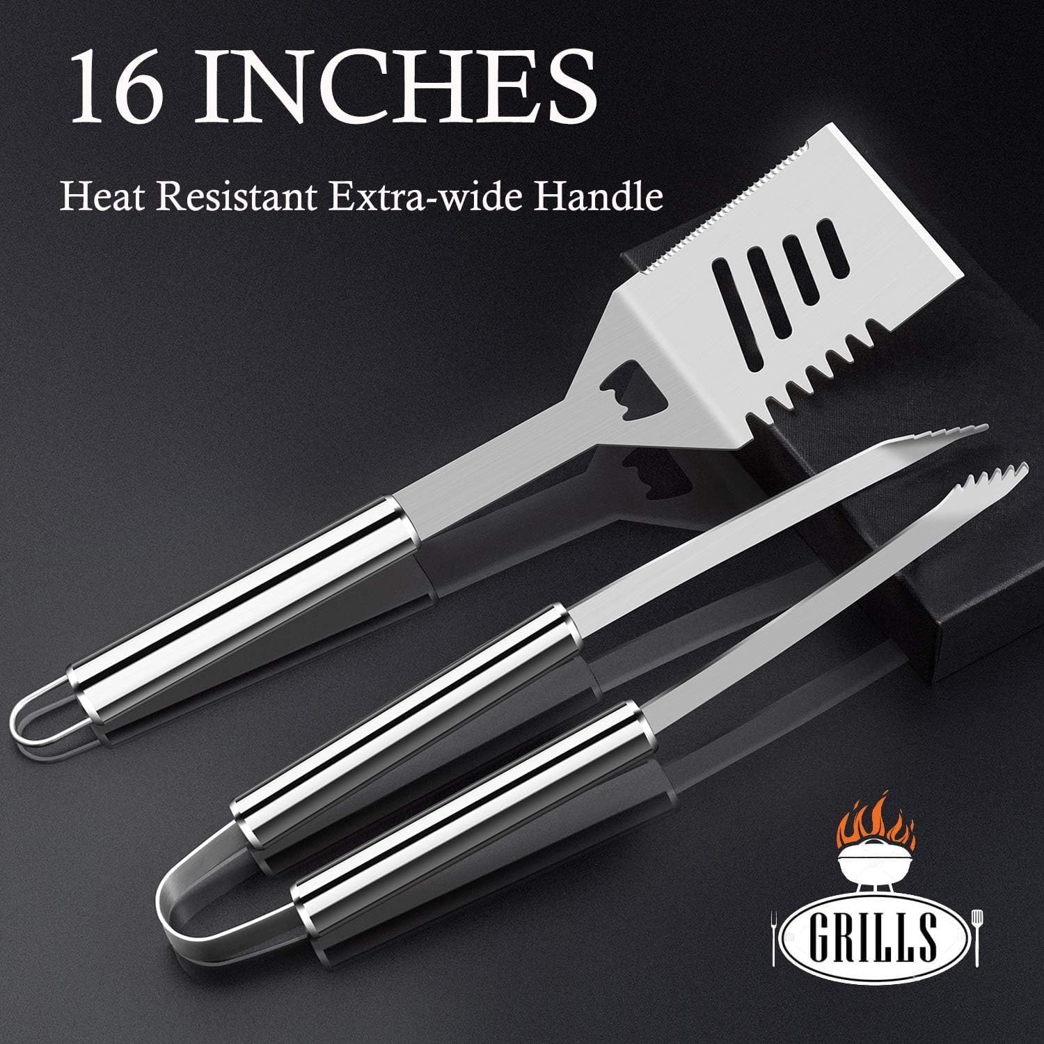 Thermometer included in 34-piece grill set