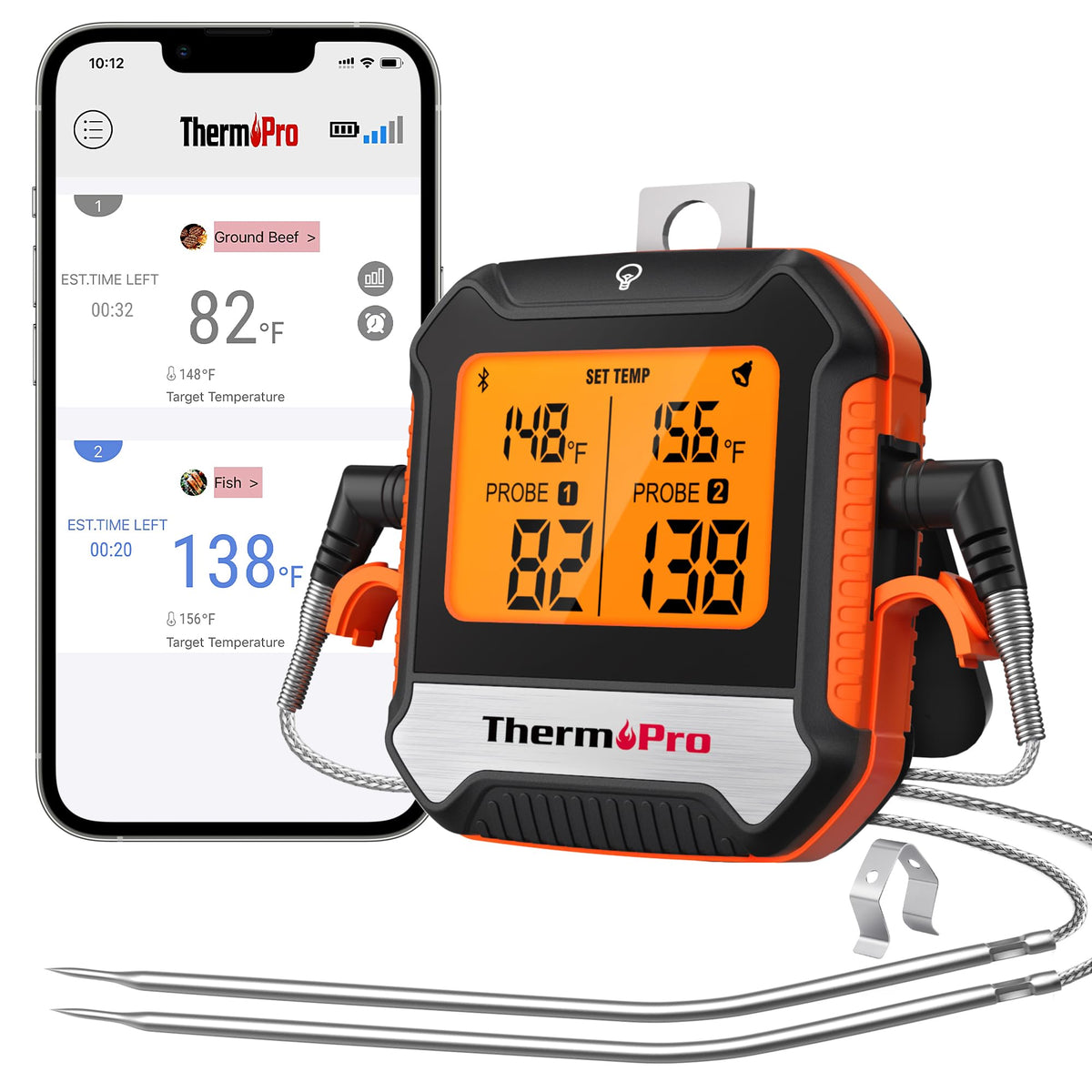 ThermoPro 450 ft Bluetooth meat thermometer with 2 probes