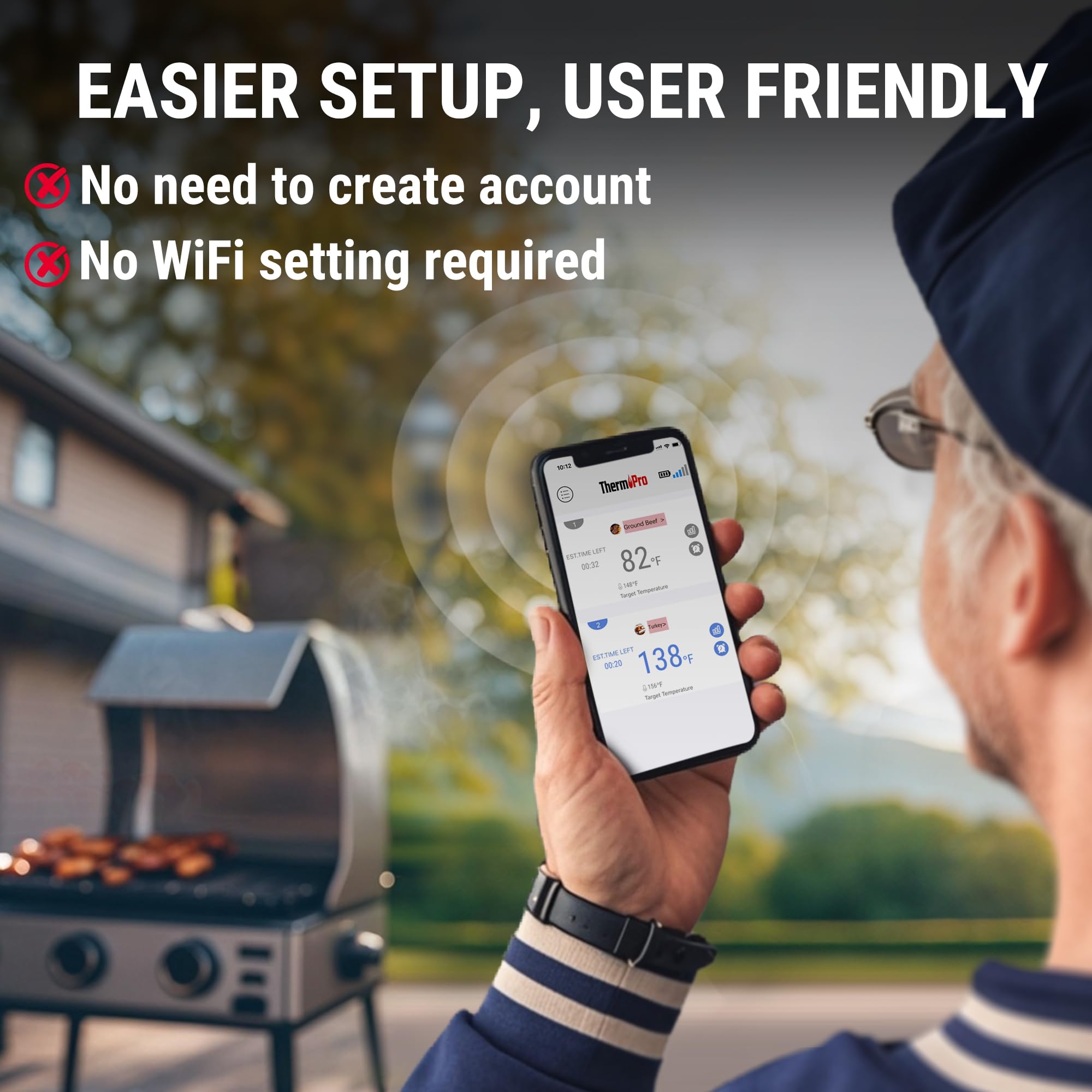 No account required setup for ThermoPro thermometer app