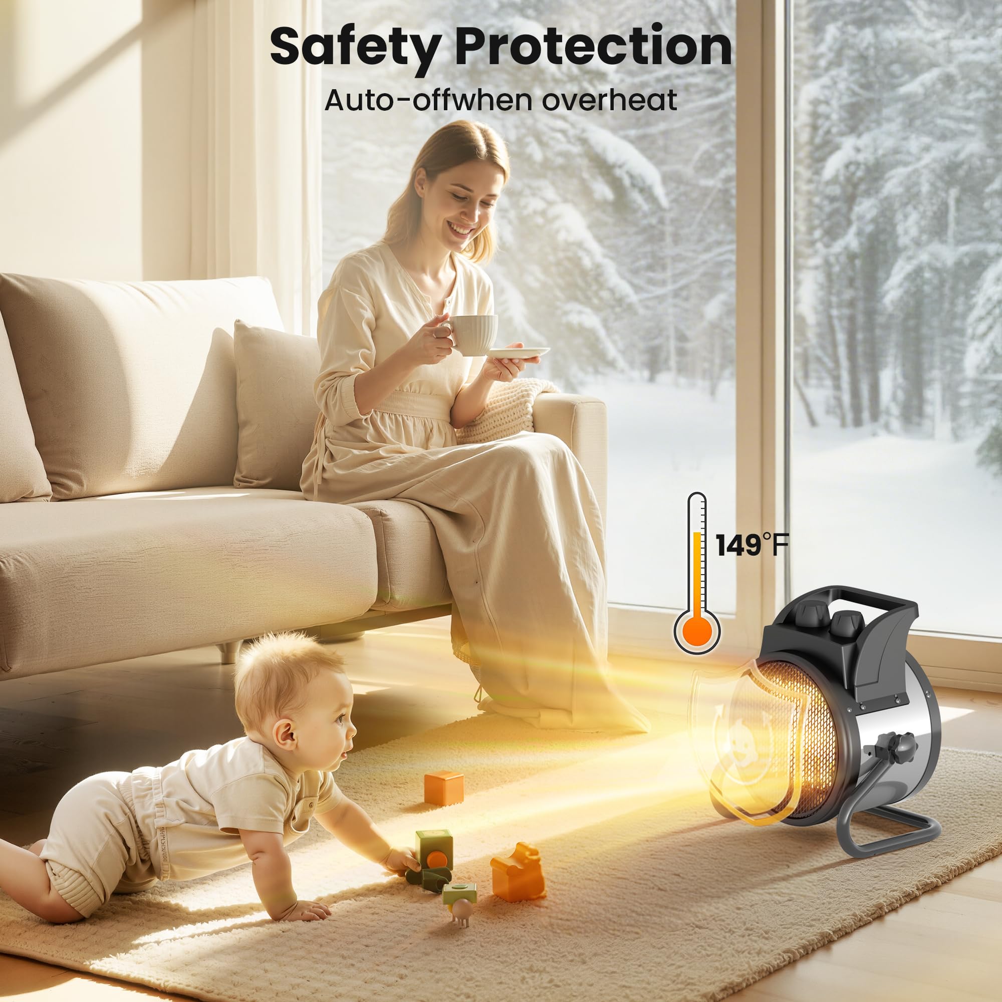 ETL listed space heater safety features