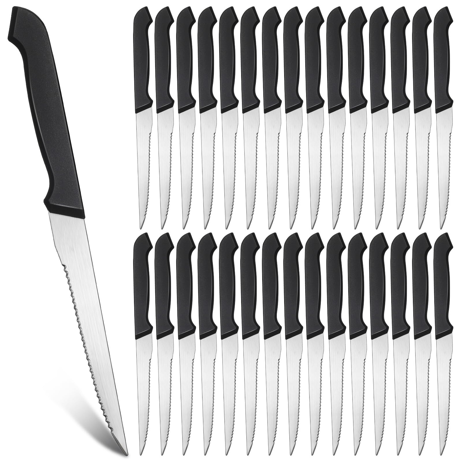 Therwen serrated steak knife bulk pack with blades and handles
