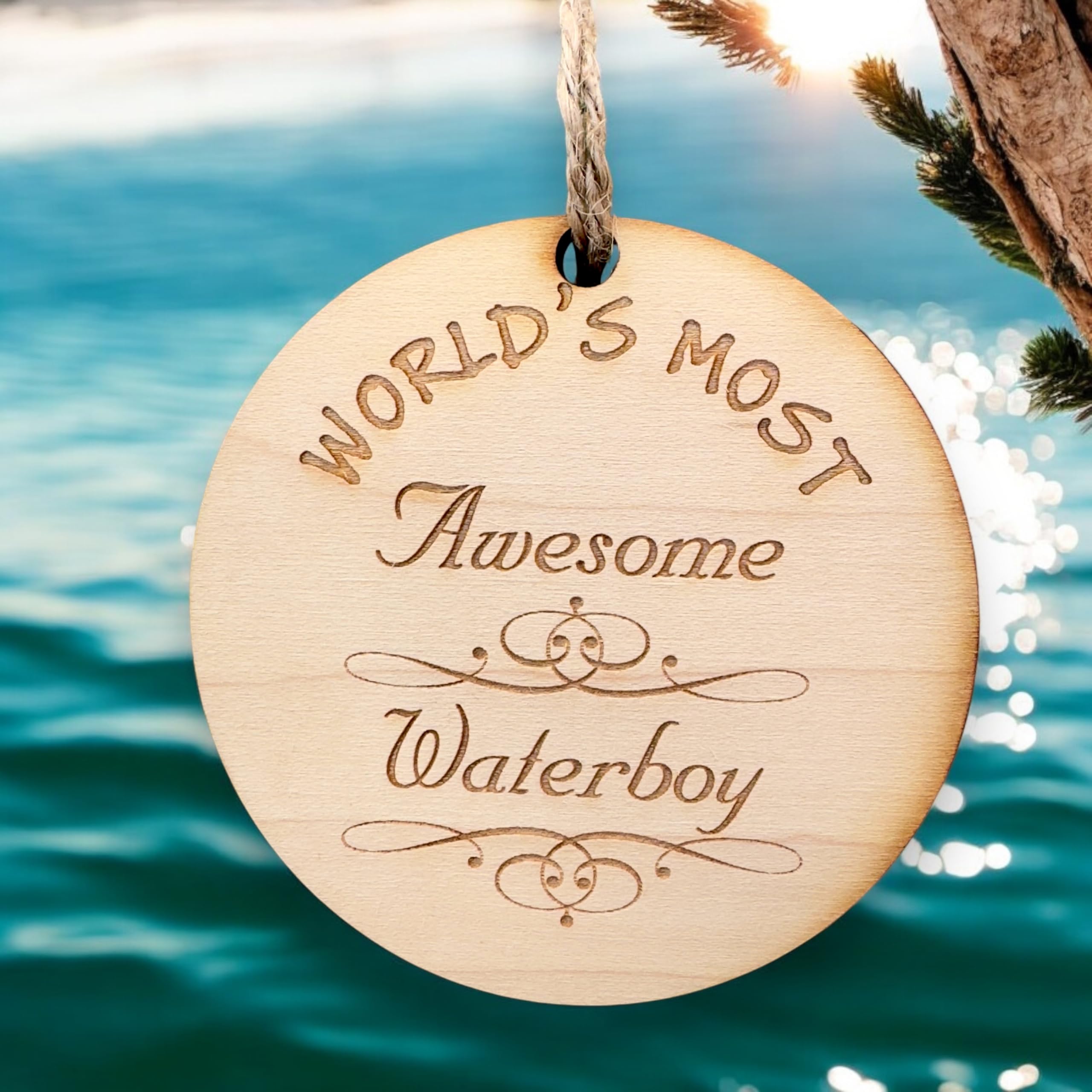 Worlds most Awesome Waterboy ornament gift option maple