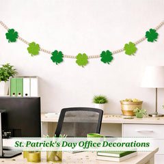 Thick felt shamrocks garland close up