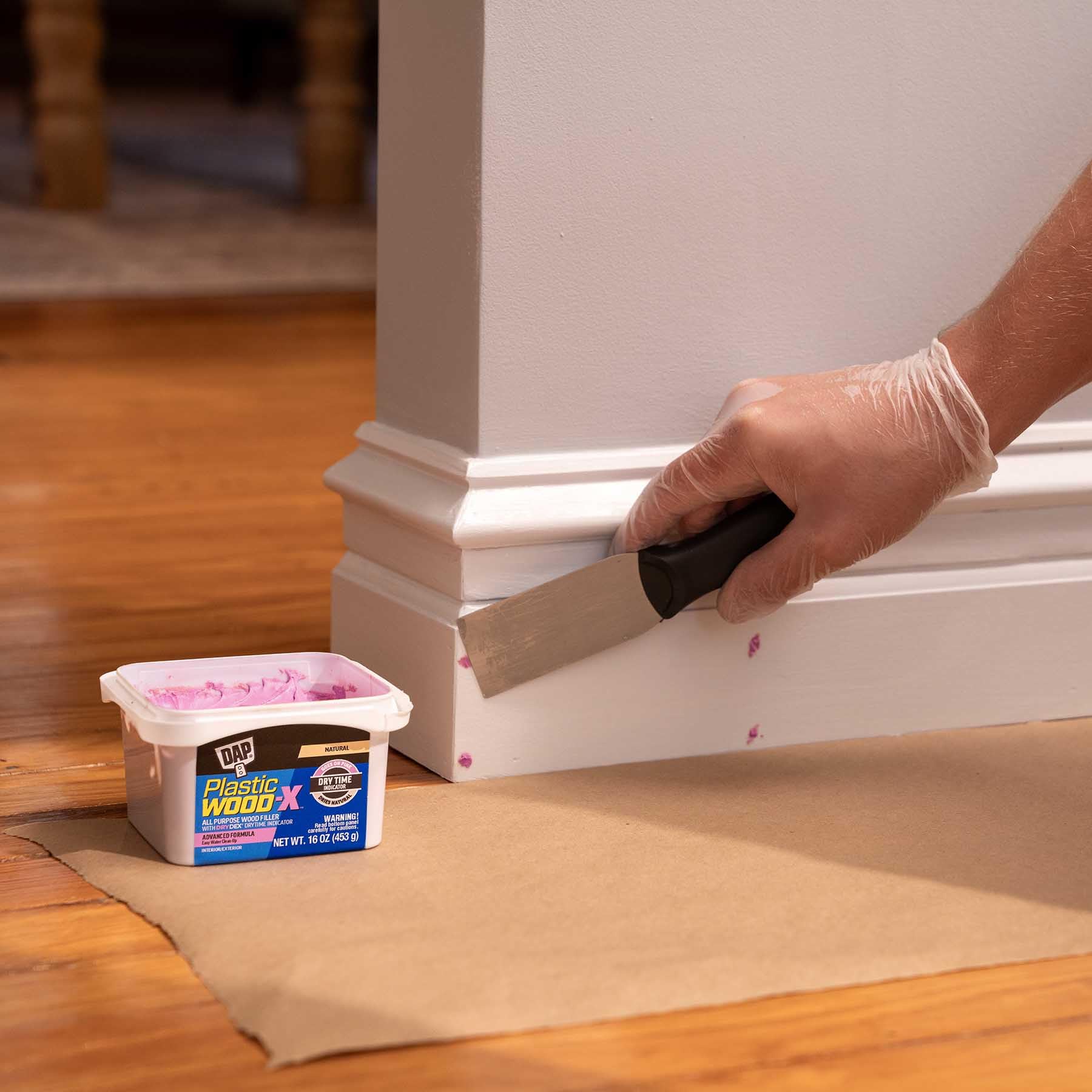 Low odor wood filler dries in 3 to 6 hours for small fills