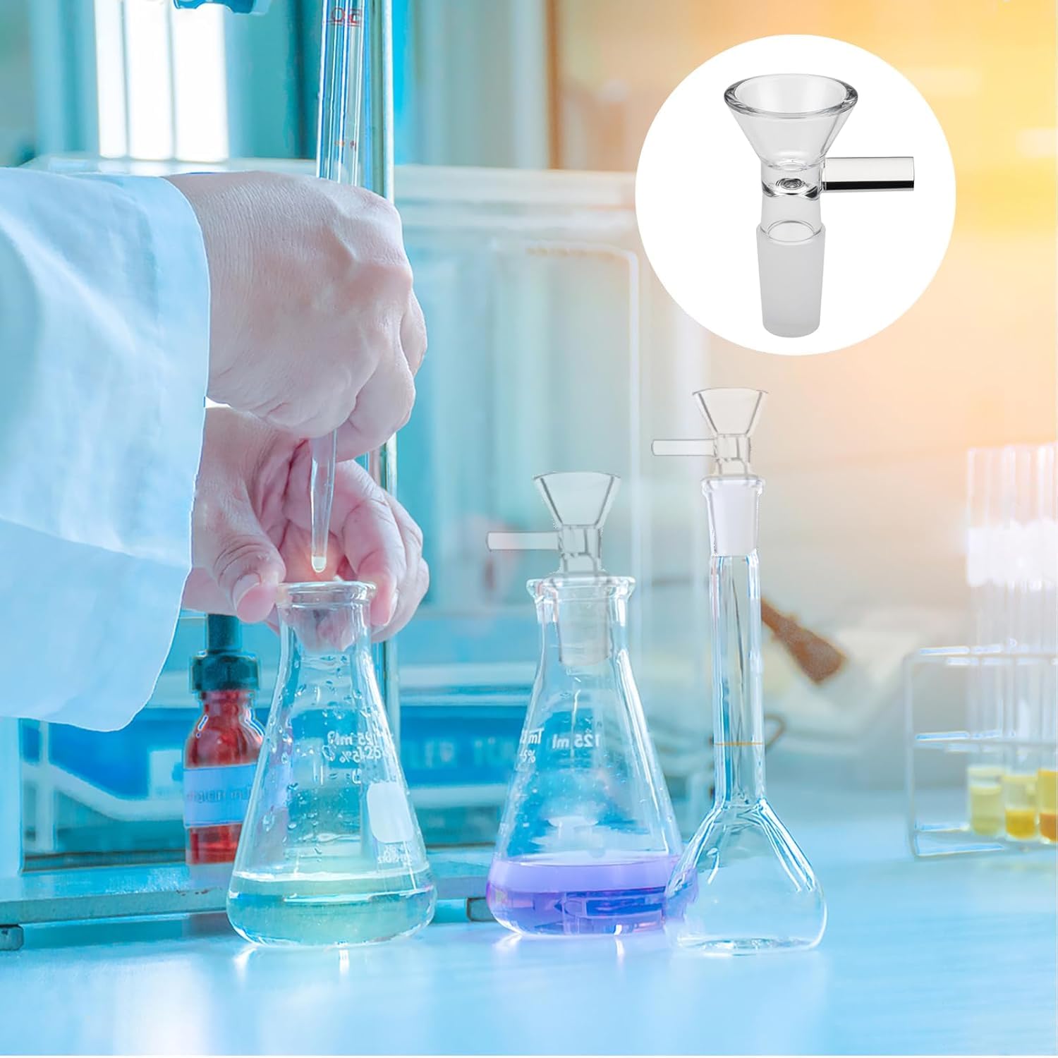 Eco-friendly durable glass funnel with built-in handle