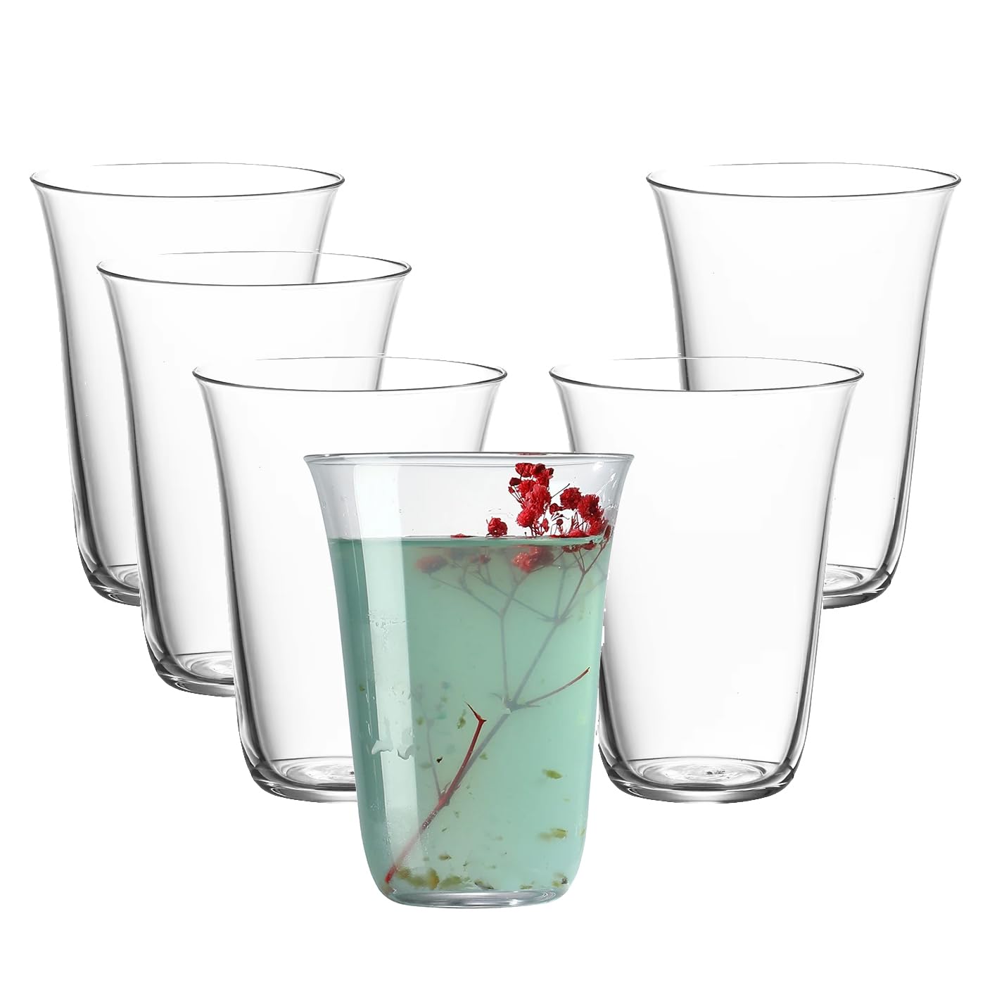 Thin Highball Glasses Set 6 clear 13.3oz highball tumblers for water cocktails juice