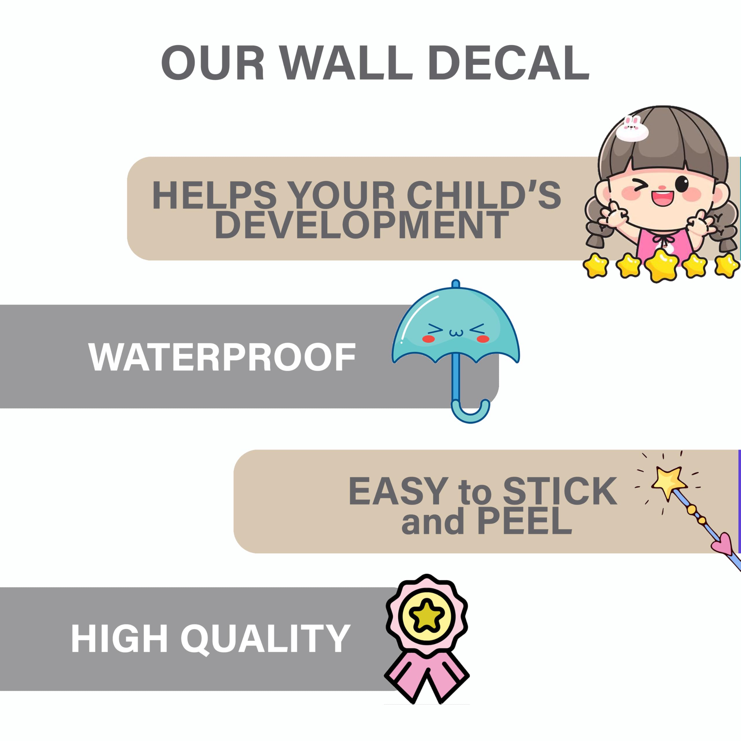 Decorative decals add color without painting