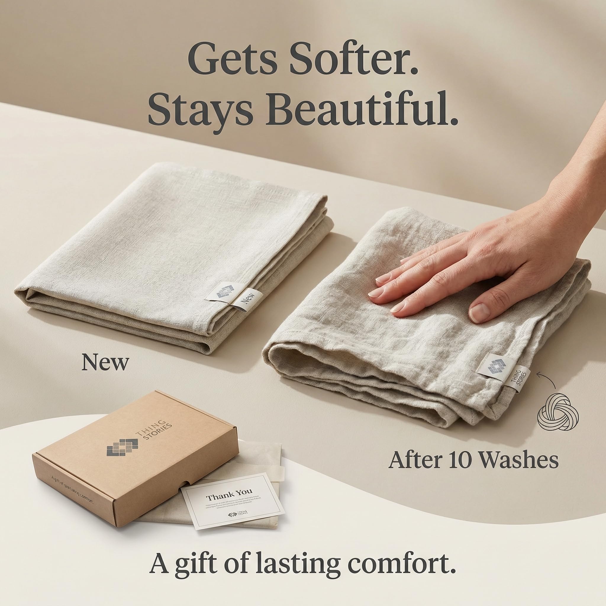 Linen napkins and dish towels set by Thing Stories