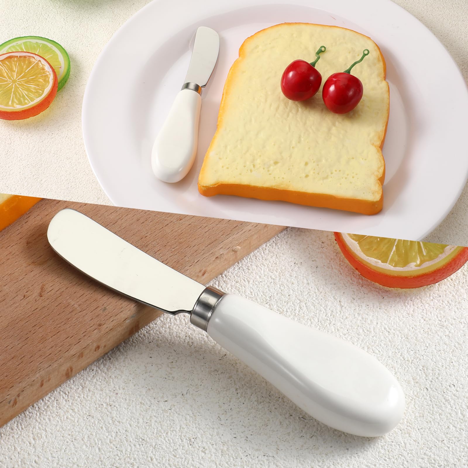 White and silver Thinp spreader knife with ceramic grip
