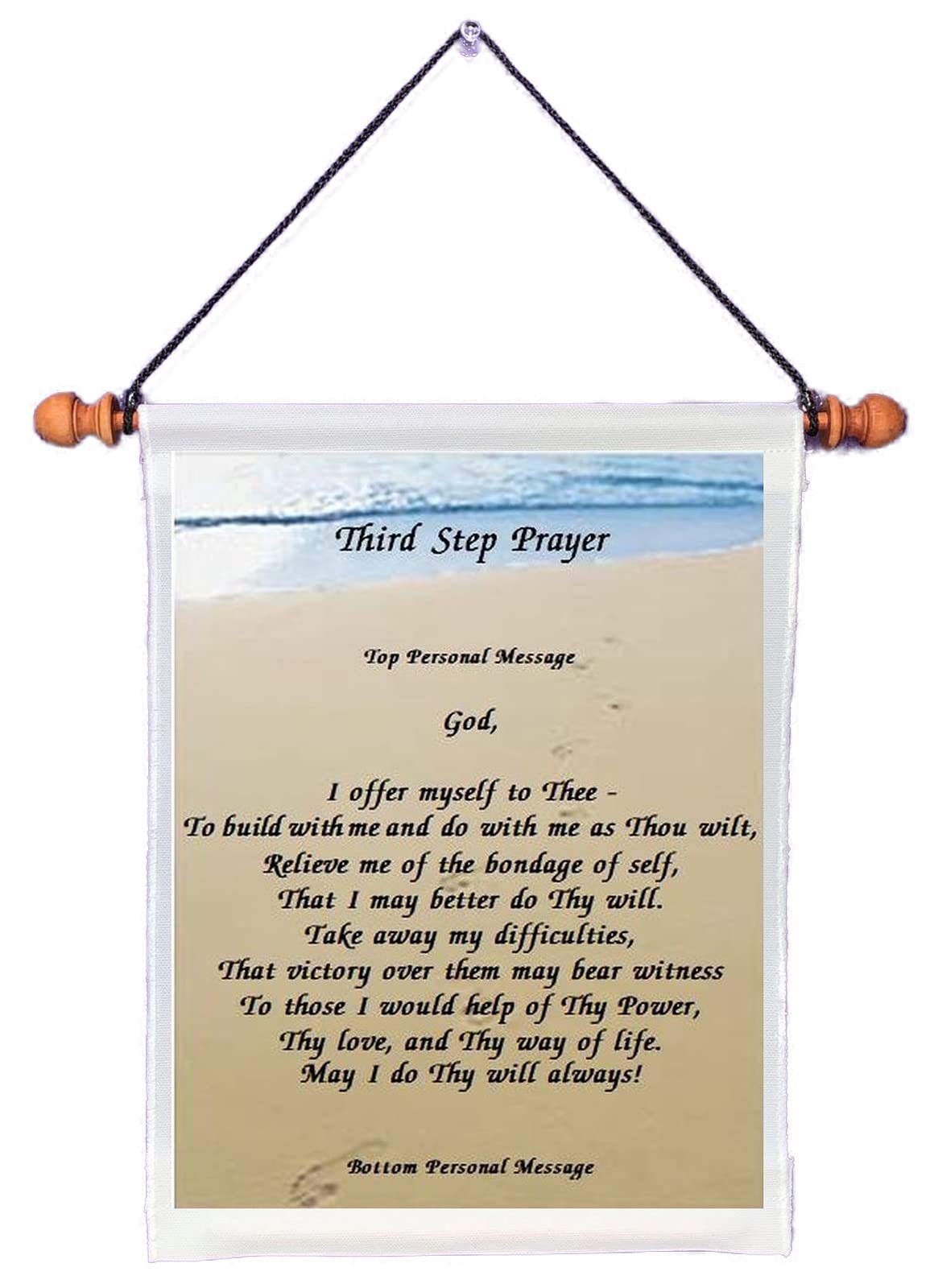 Third Step Prayer personalized wall hanging canvas scroll with hanging rod and cord