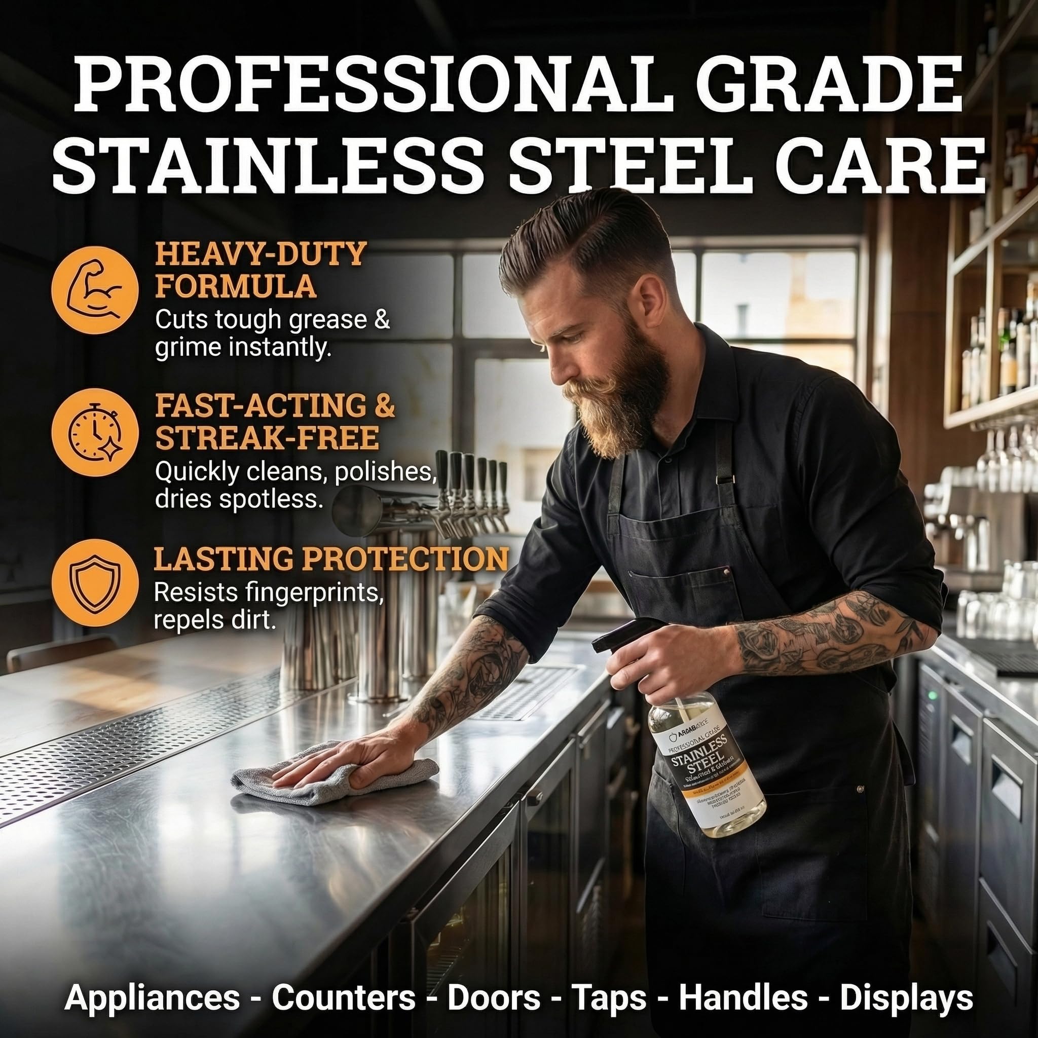 Kitchen stainless steel cleaner and polish Thirteen Chefs