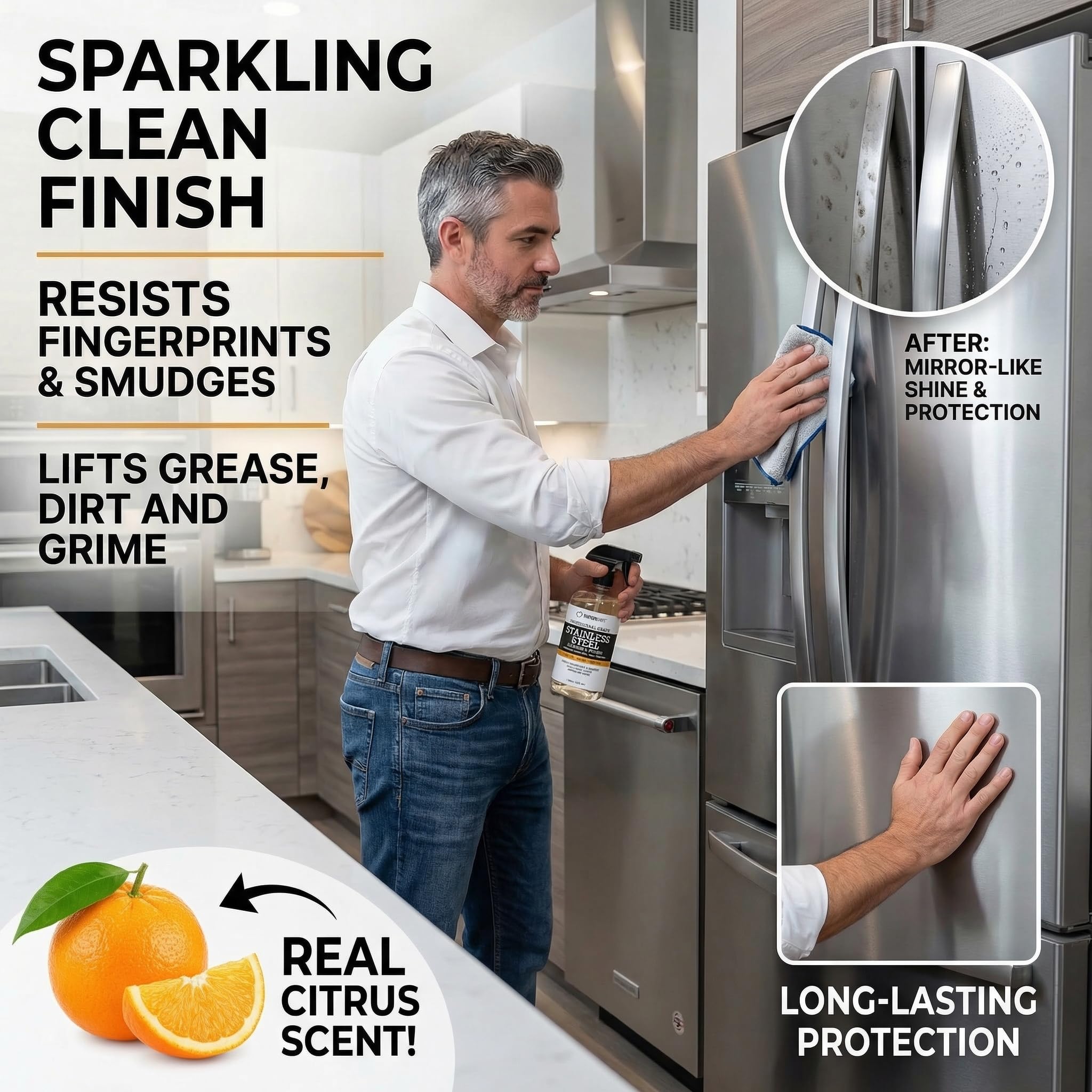 Thirteen Chefs stainless steel cleaner fridge 16oz