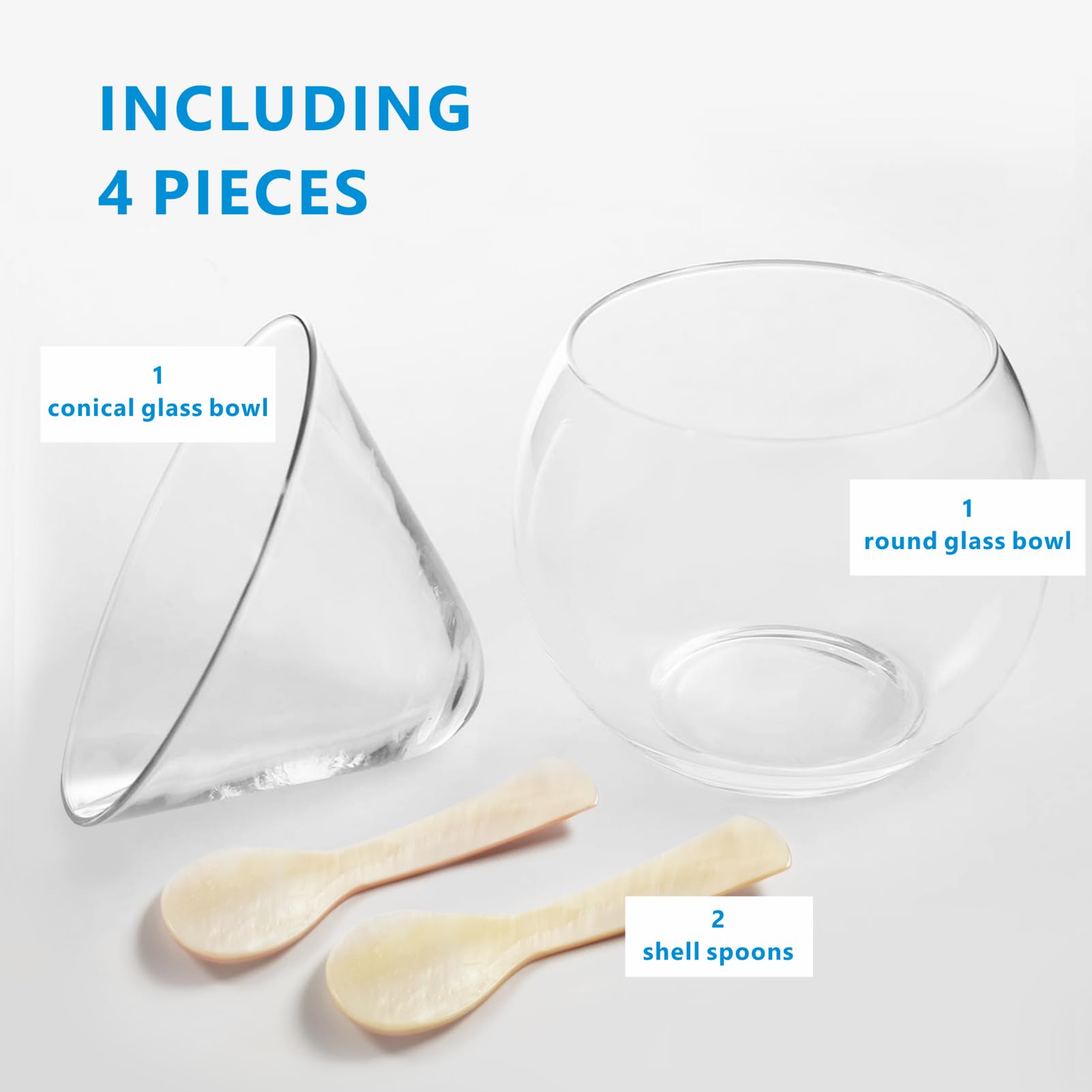 Two mother of pearl shell spoons for caviar