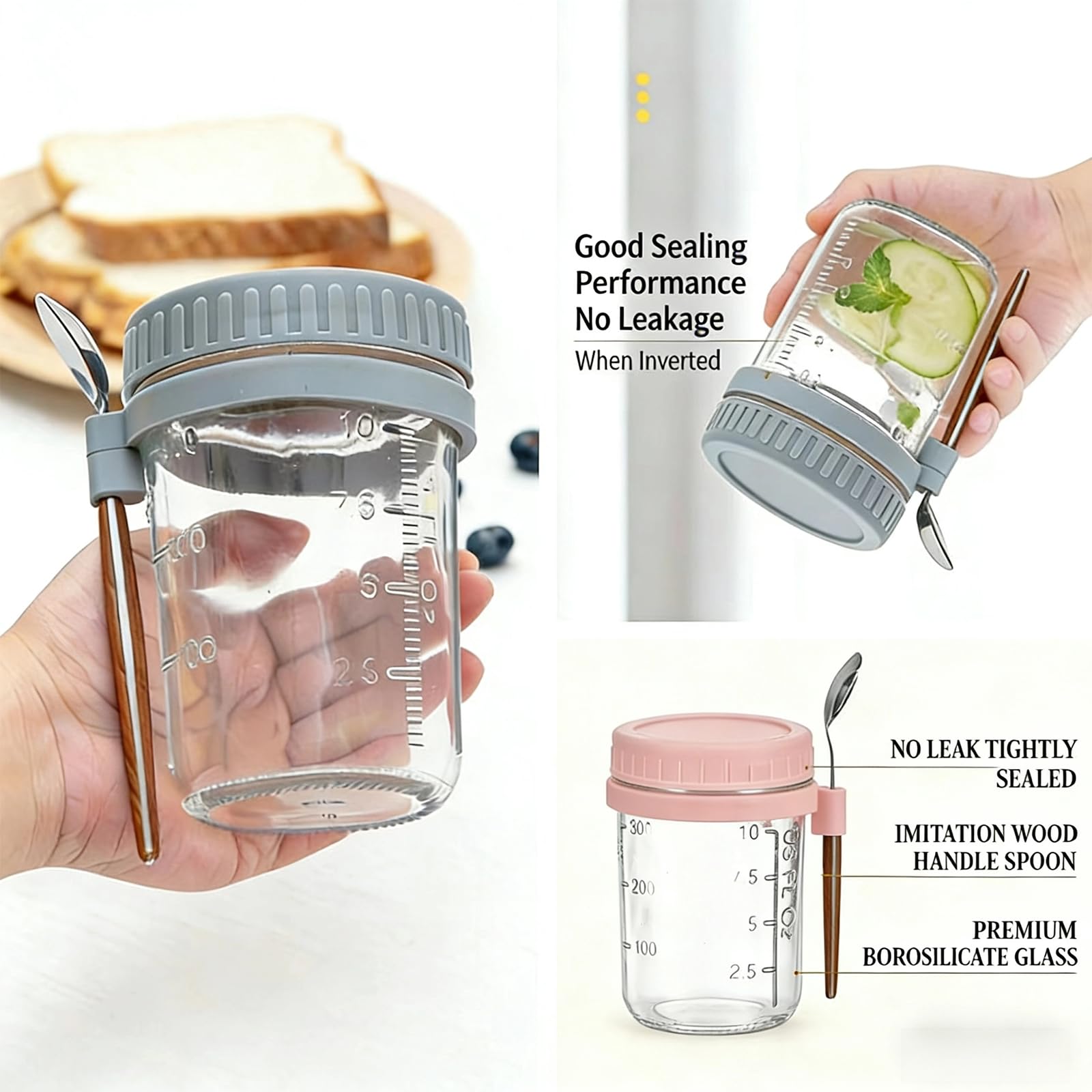 Glass mason jars with 16 oz capacity and lids