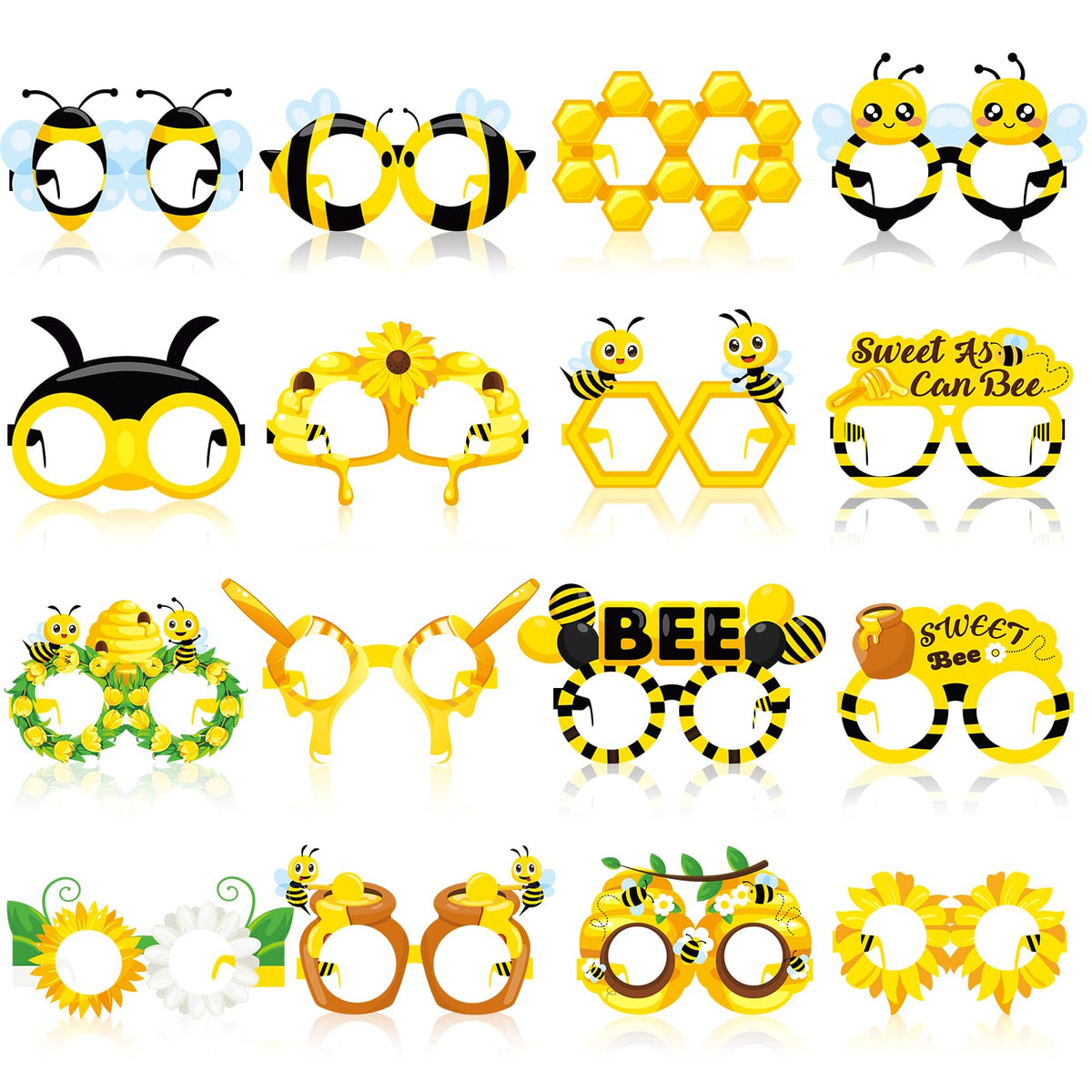 Threan bee party glasses 32 pairs for party props