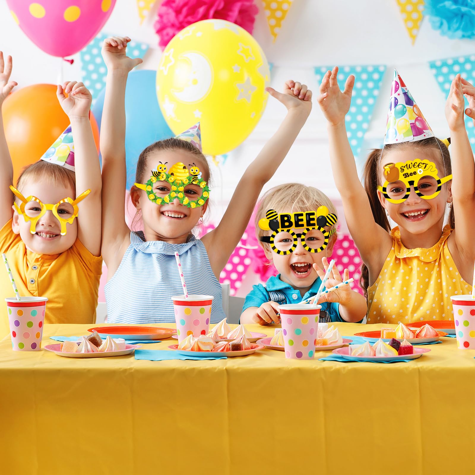 Threan bee party glasses packaging and display