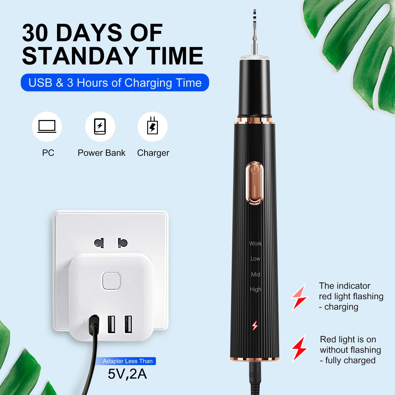 Three adjustable modes plaque remover device