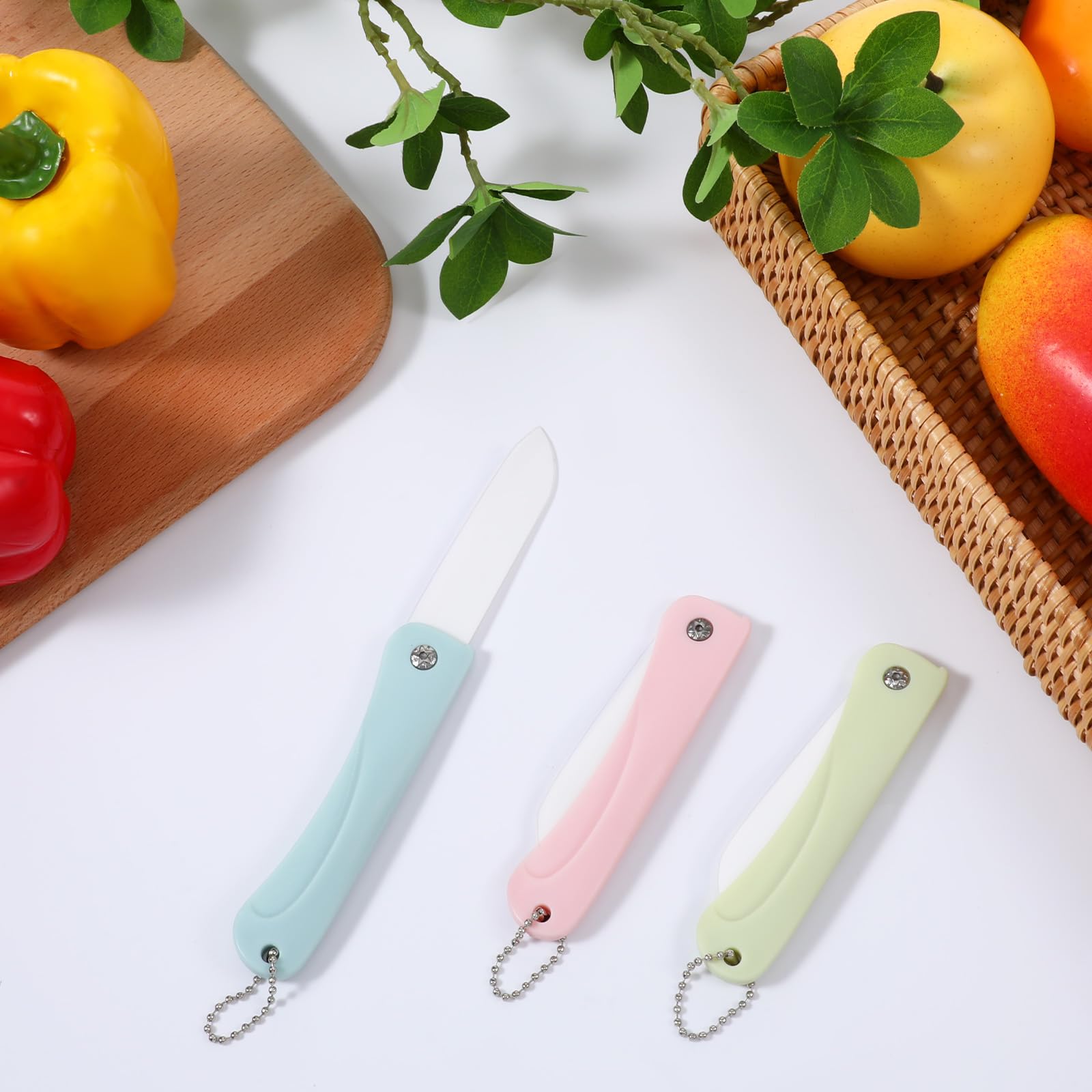 Three color ceramic knife 3pc set for travel