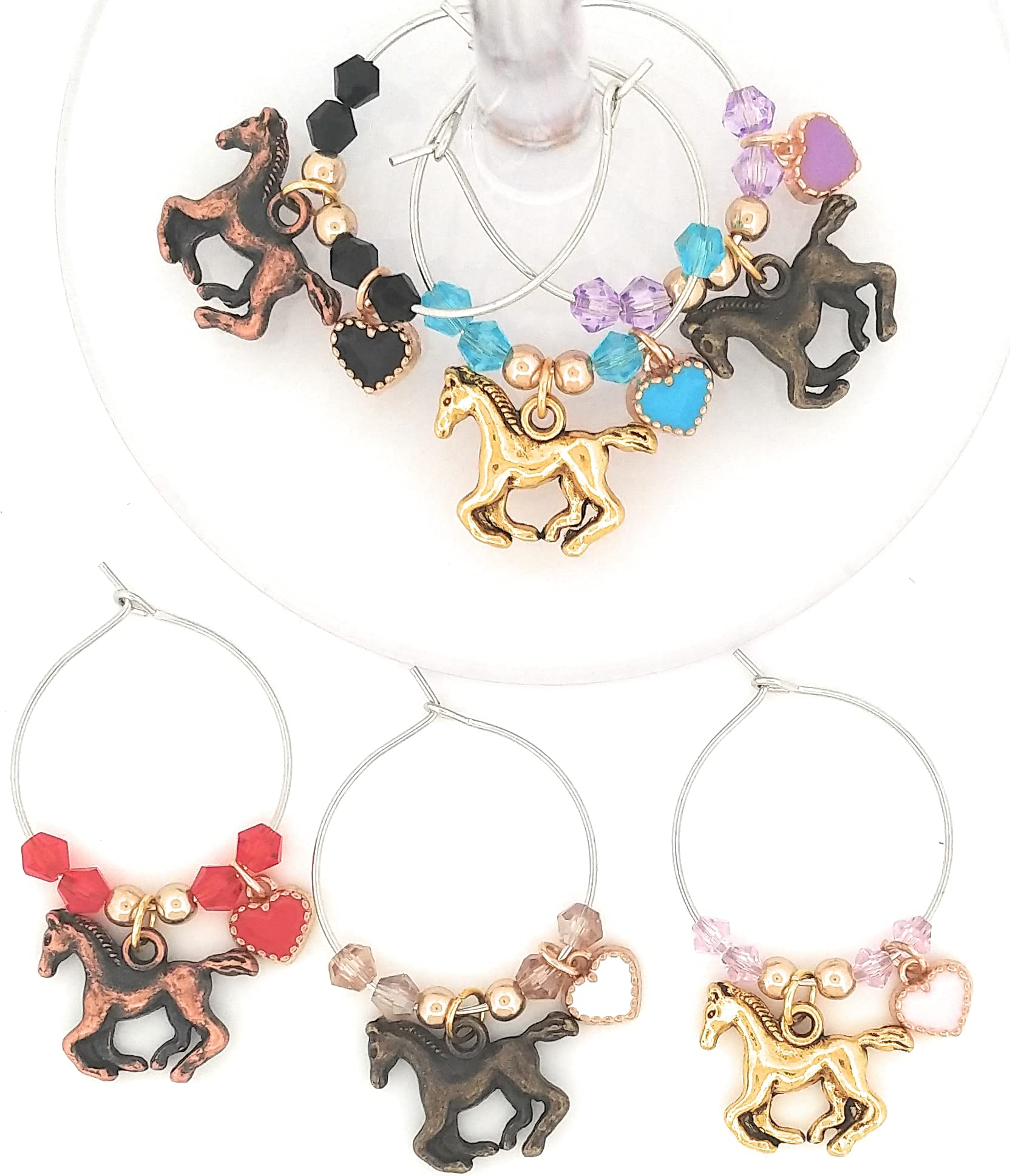 Set of 6 Pixie horse wine charms for gifting