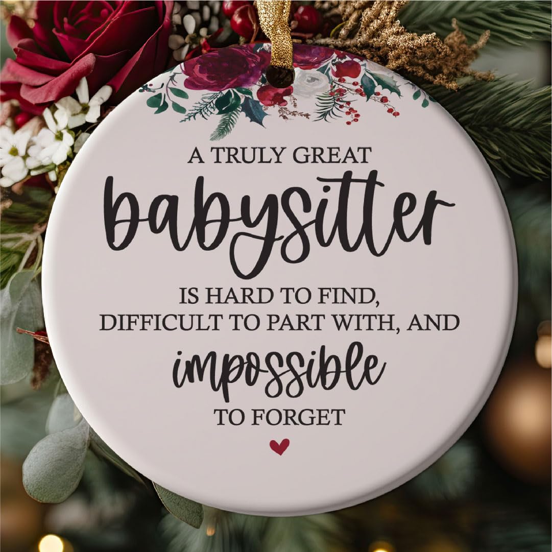 Gift ready ornament with red and gold ribbons