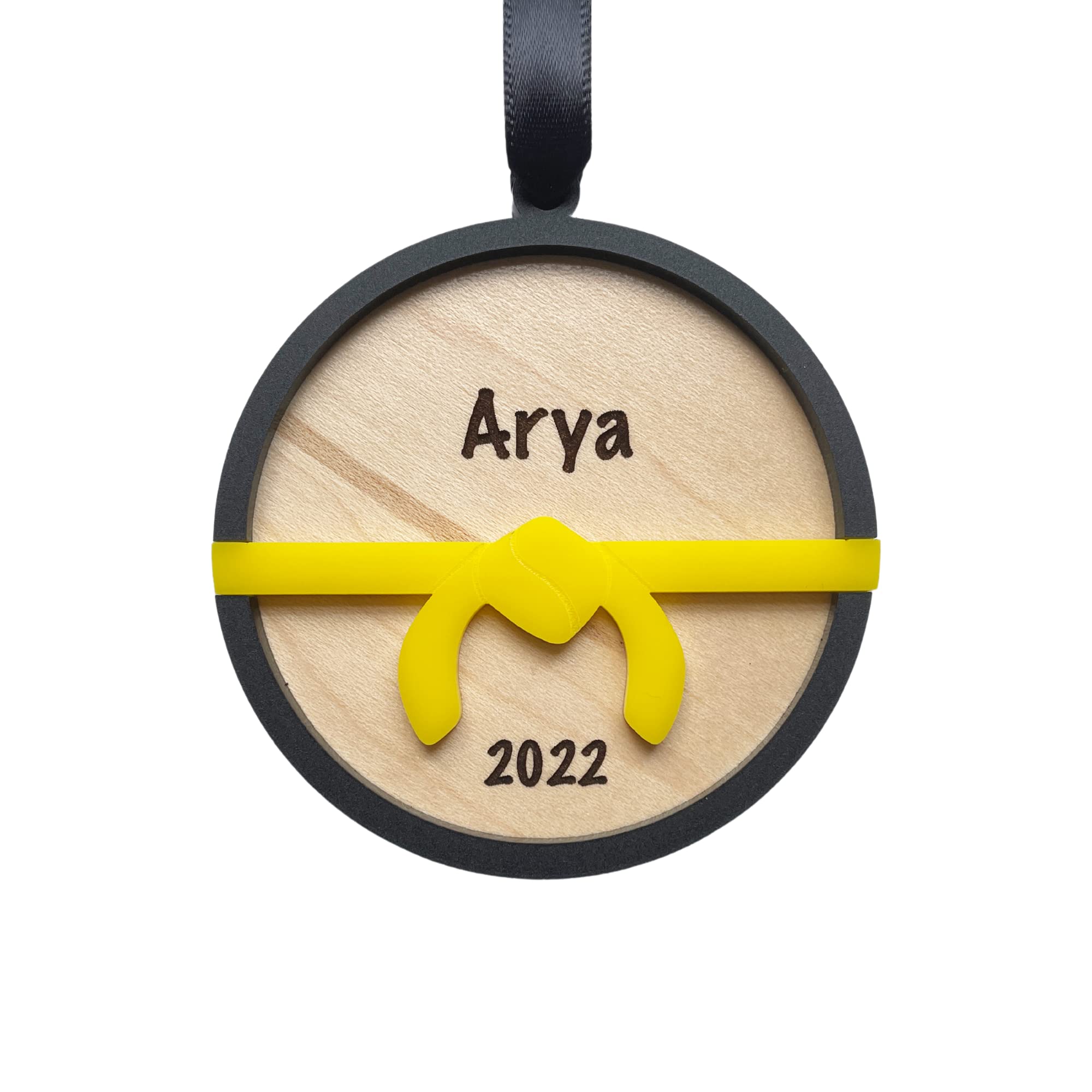Three inch diameter karate belt ornament