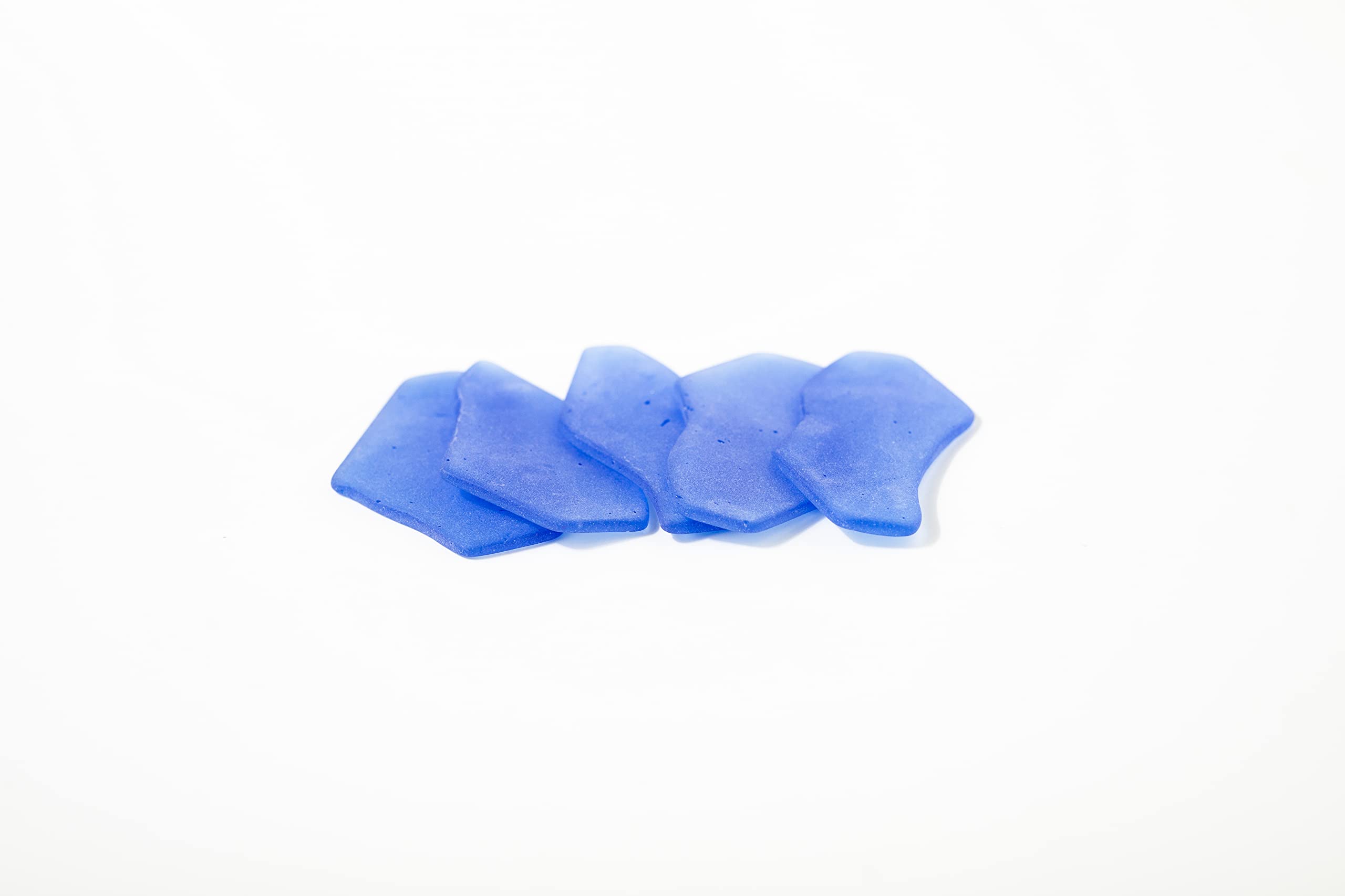 Cornflower blue sea glass cards with varied shapes